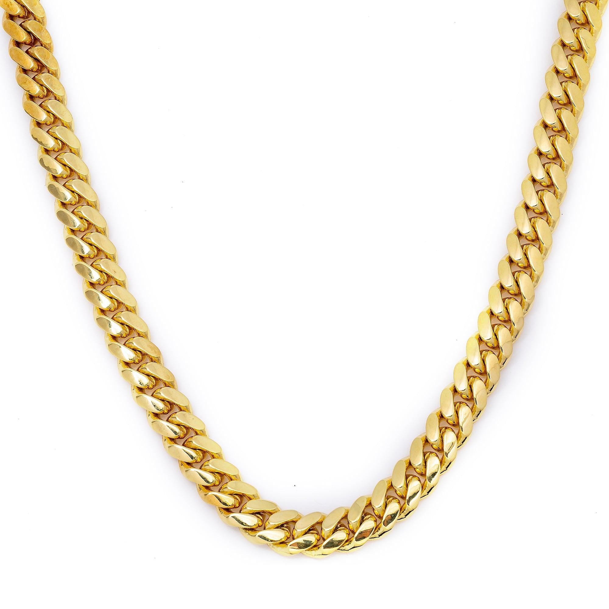 14K Yellow Gold 6.36mm Miami Cuban Chain Available In Sizes 18"-26"