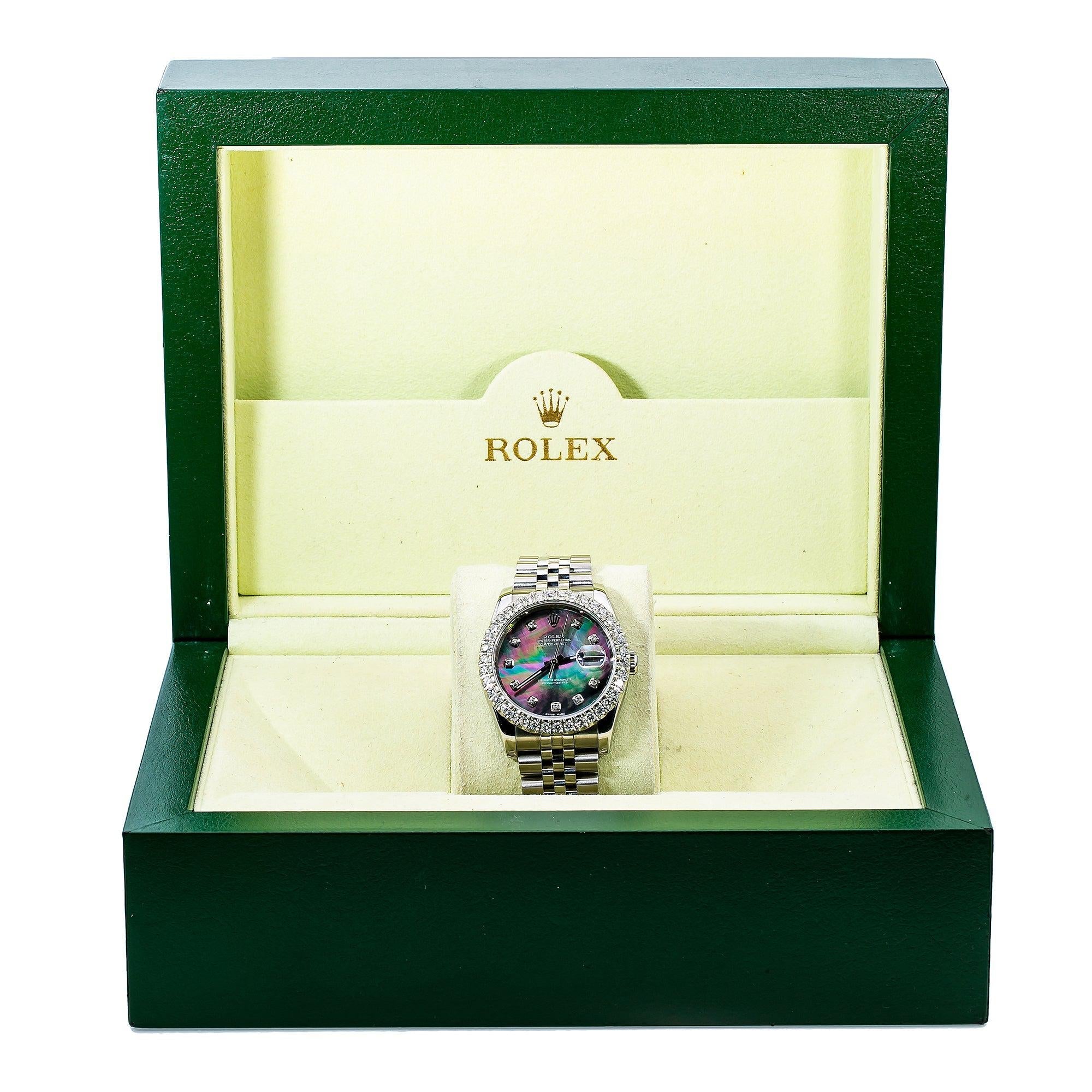 Rolex Datejust 116234 36MM Purple and Green Diamond Dial With 3.75 CT Diamonds