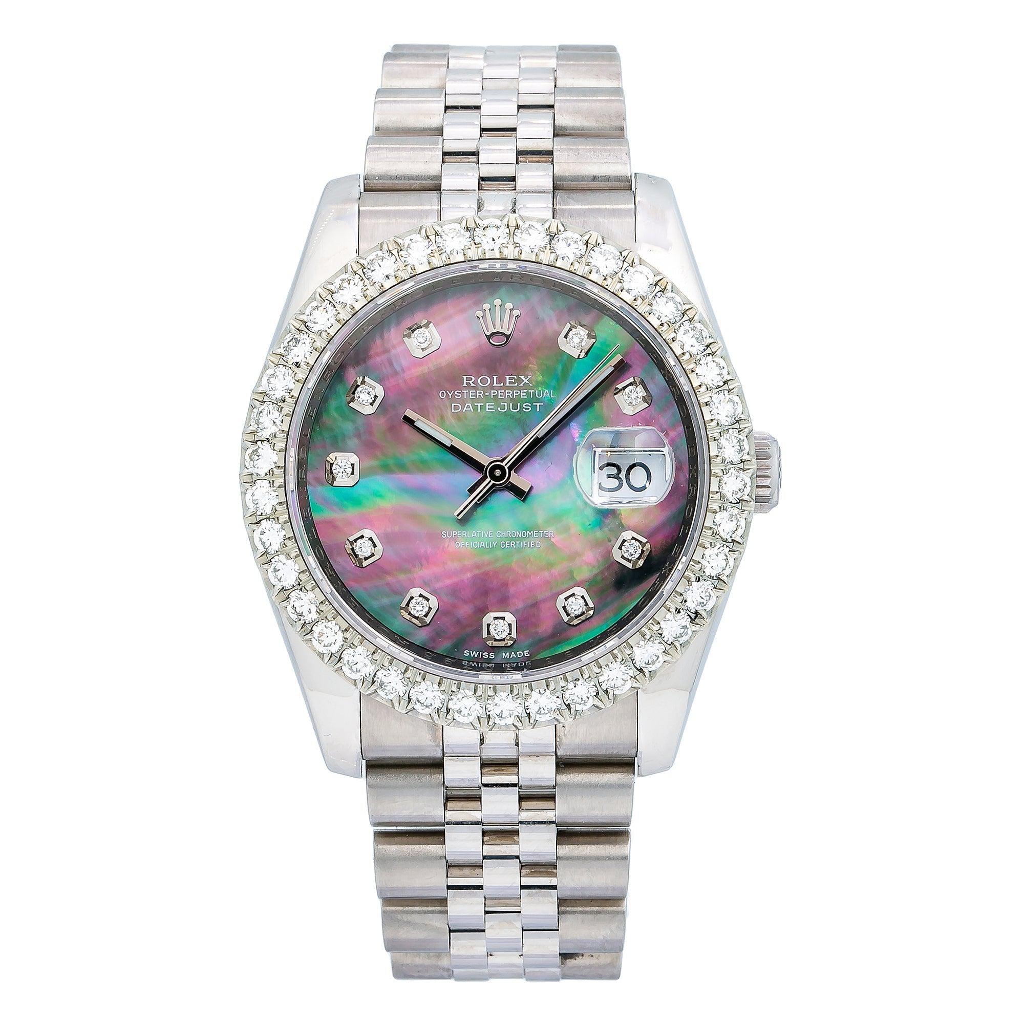 Rolex Datejust 116234 36MM Purple and Green Diamond Dial With 3.75 CT Diamonds