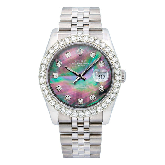 Rolex Datejust 116234 36MM Purple and Green Diamond Dial With 3.75 CT Diamonds