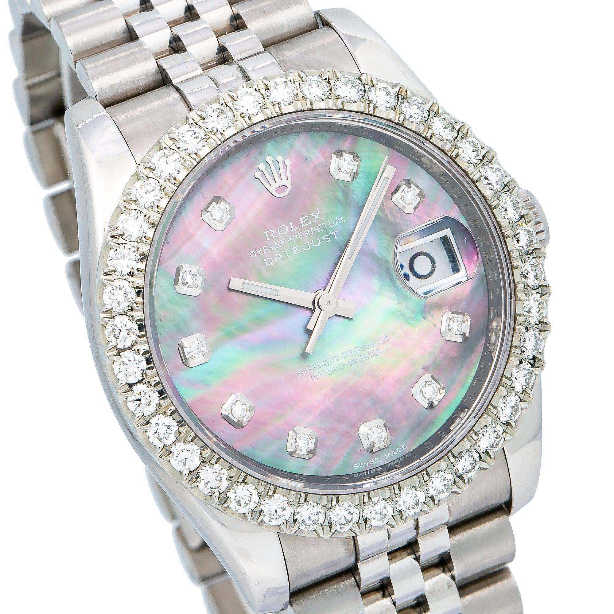 Rolex Datejust 116234 36MM Purple and Green Diamond Dial With 3.75 CT Diamonds