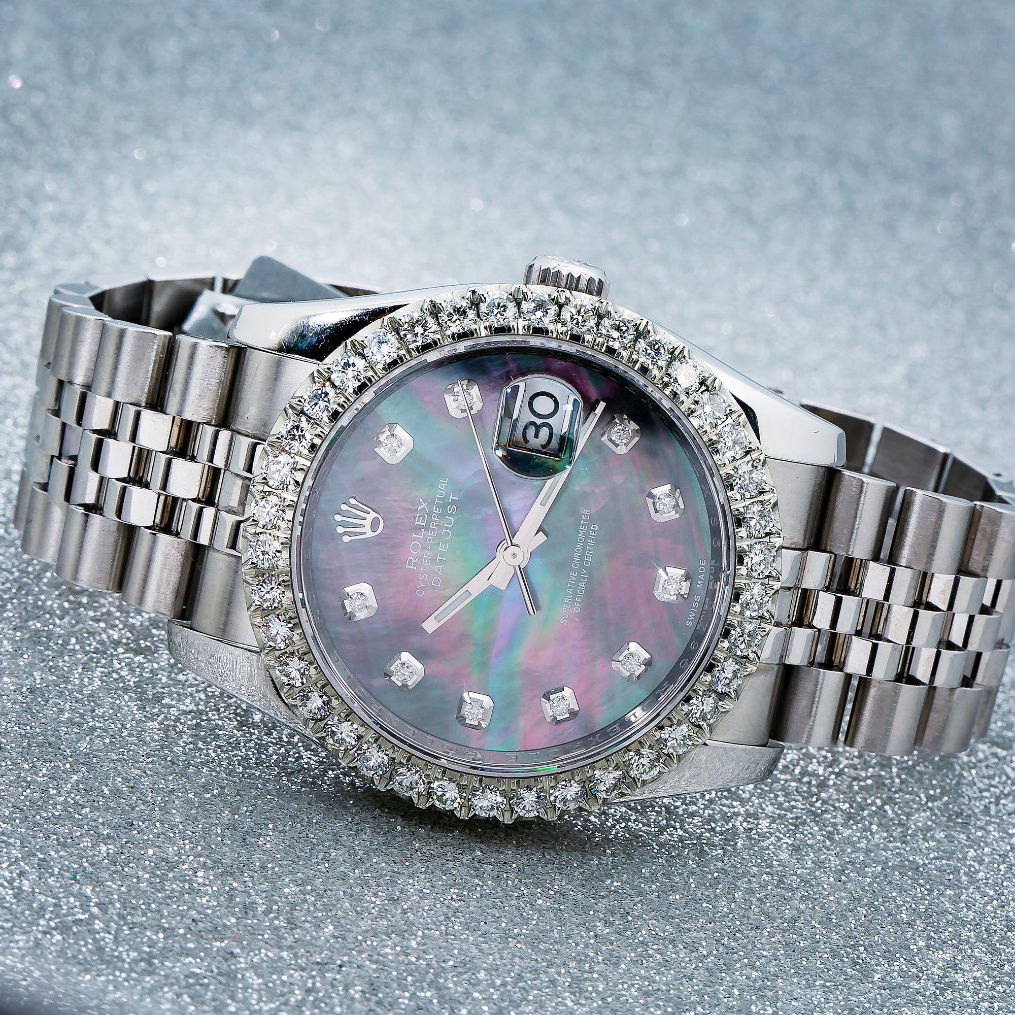 Rolex Datejust 116234 36MM Purple and Green Diamond Dial With 3.75 CT Diamonds