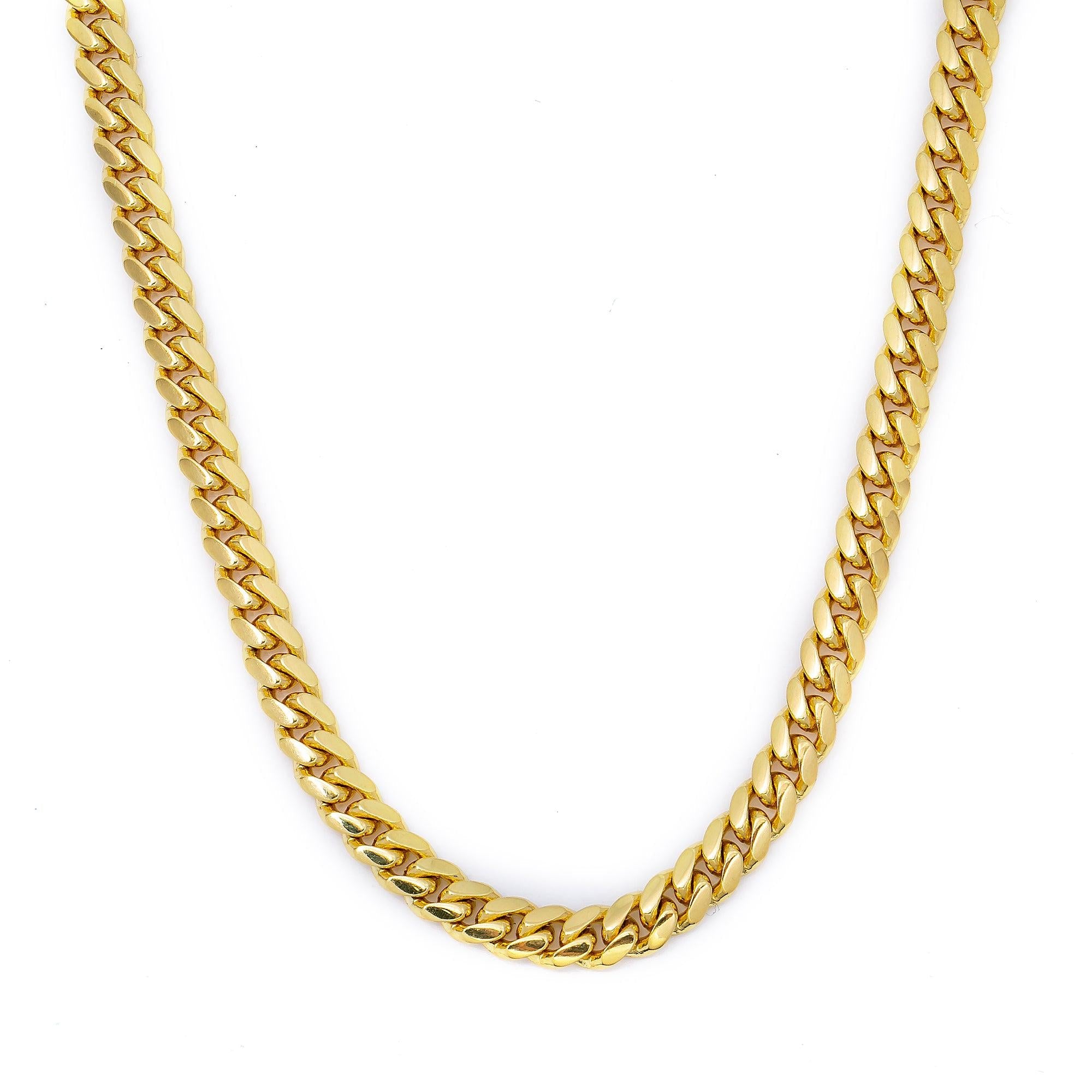 14K Yellow Gold 4.92mm Miami Cuban Chain Available In Sizes 18"-26"