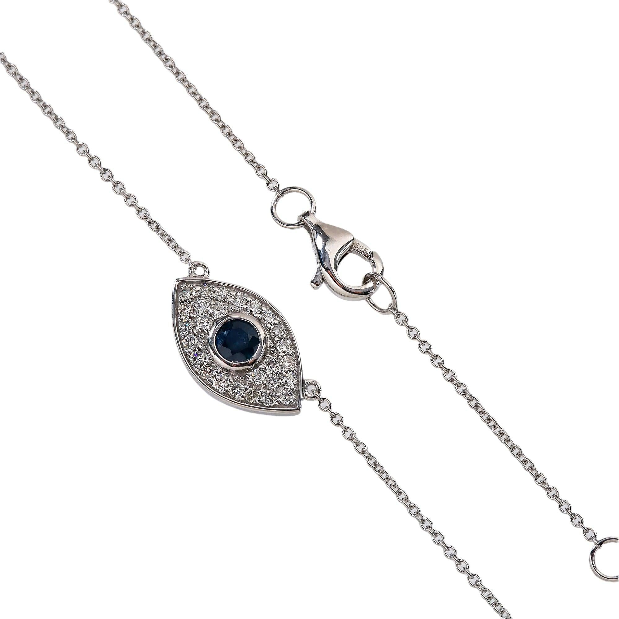 10K WHITE GOLD DIAMOND EVIL EYE NECKLACE