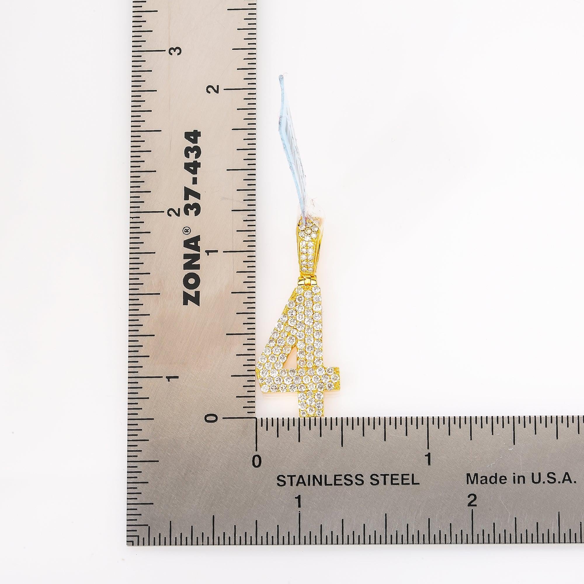 10K YELLOW GOLD DIAMOND #4 PENDANT