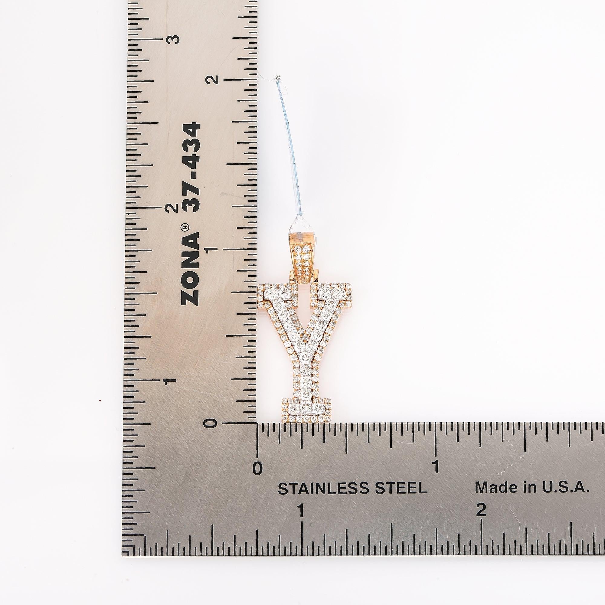 10K ROSE GOLD DIAMOND LETTER Y PENDANT