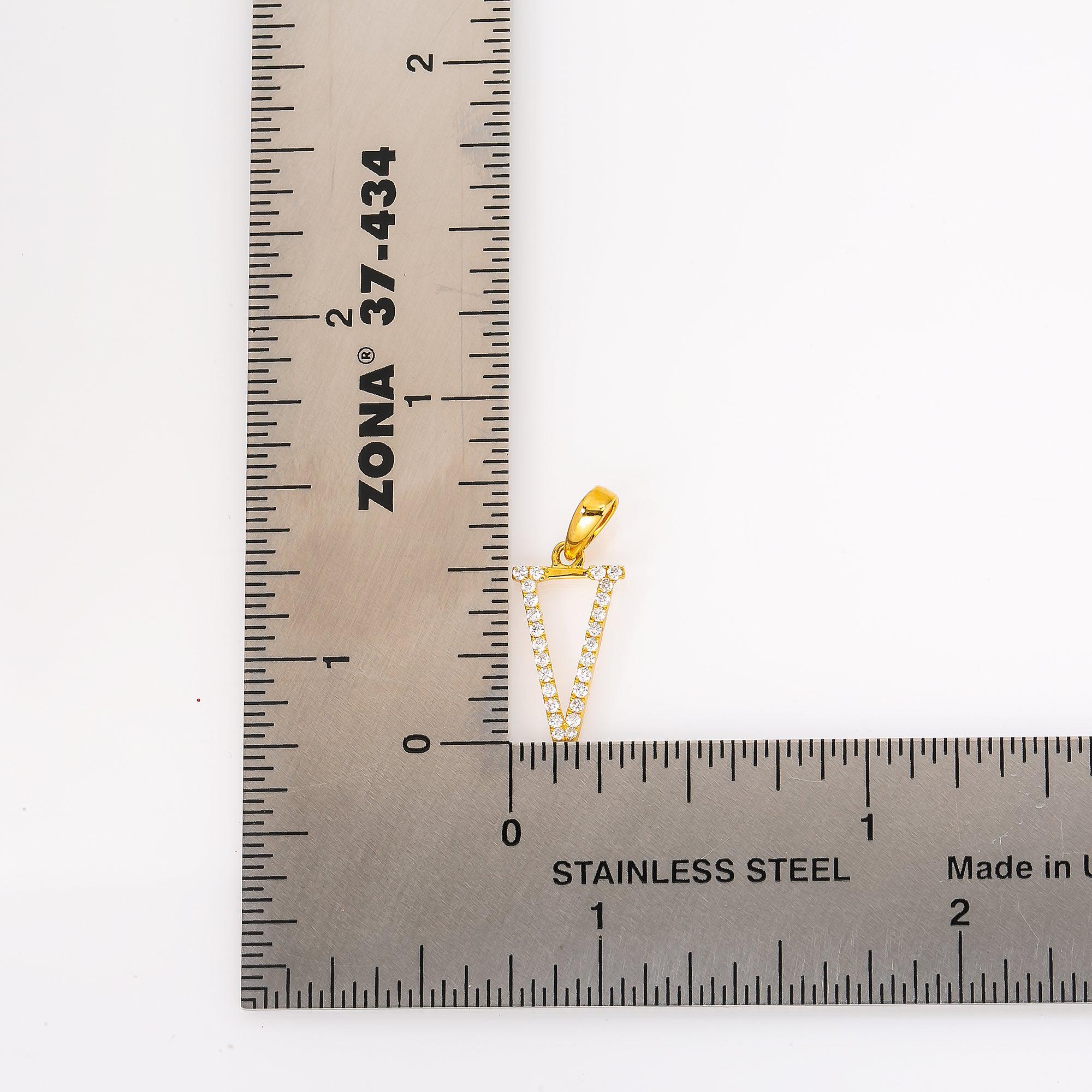 14K YELLOW GOLD DIAMOND LETTER V PENDANT