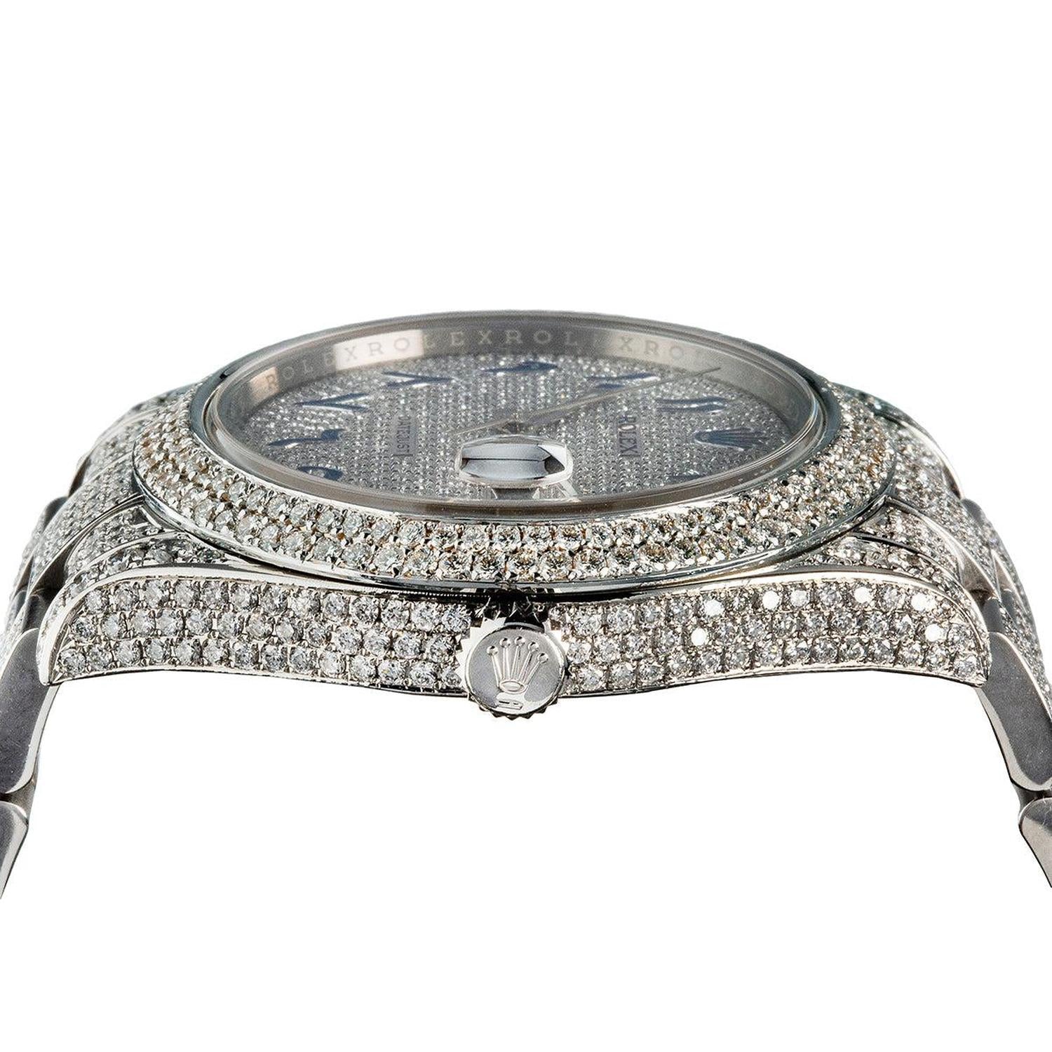 Rolex Datejust 41MM 116300 Diamond Paved Eastern Arabic Dial Diamond Bezel Full Diamond Oyster Bracelet 13ct