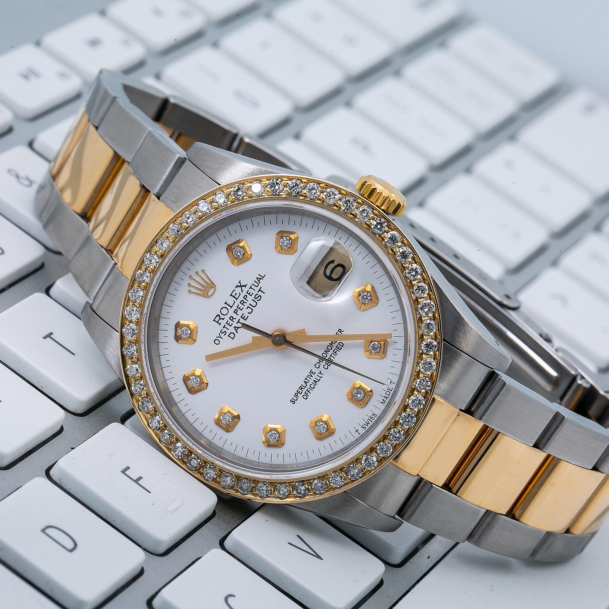 Rolex Datejust 16233 36MM White Diamond Dial With Two Tone Oyster Bracelet