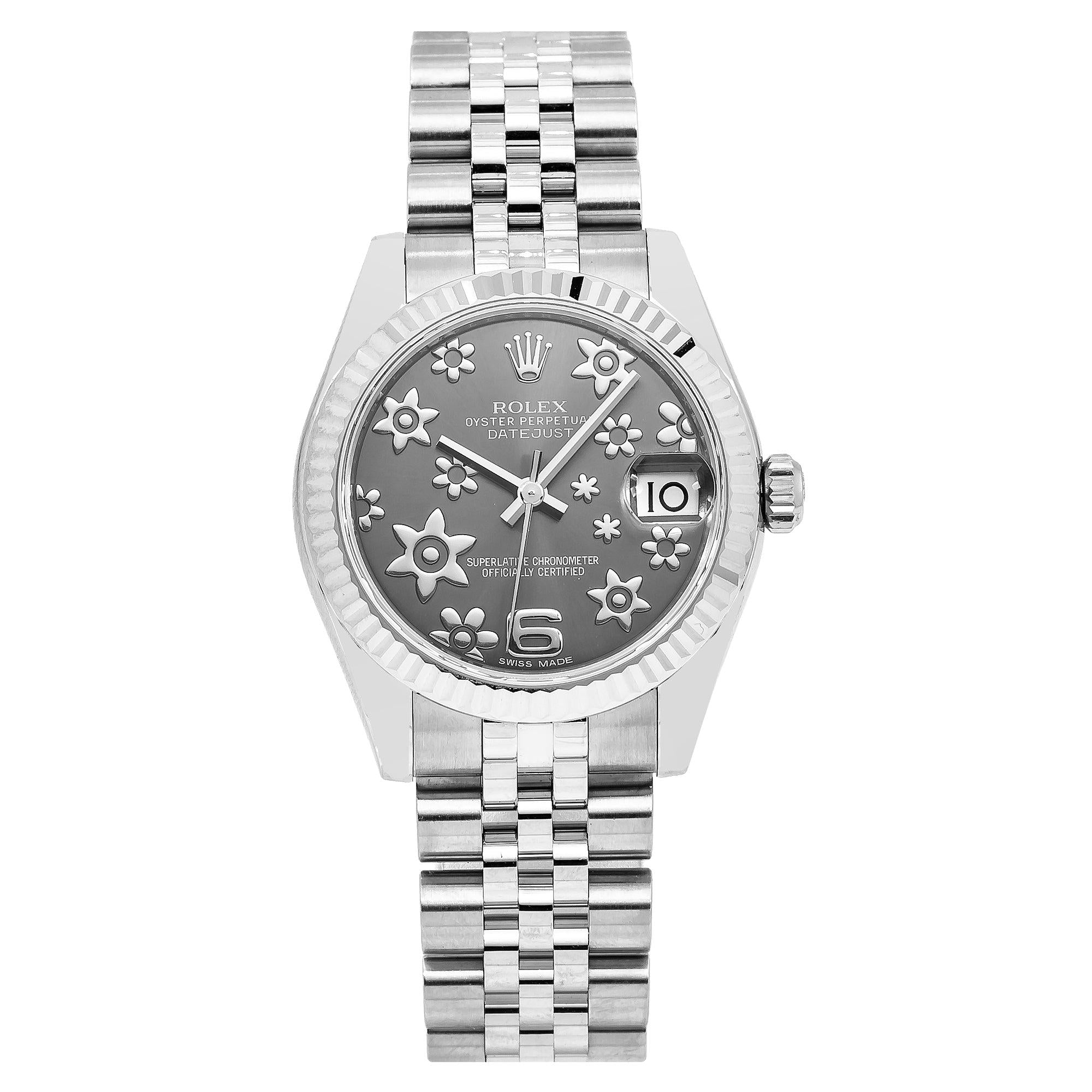 Rolex Lady-Datejust 178274 31MM Black Floral Dial With Stainless Steel Jubilee Bracelet
