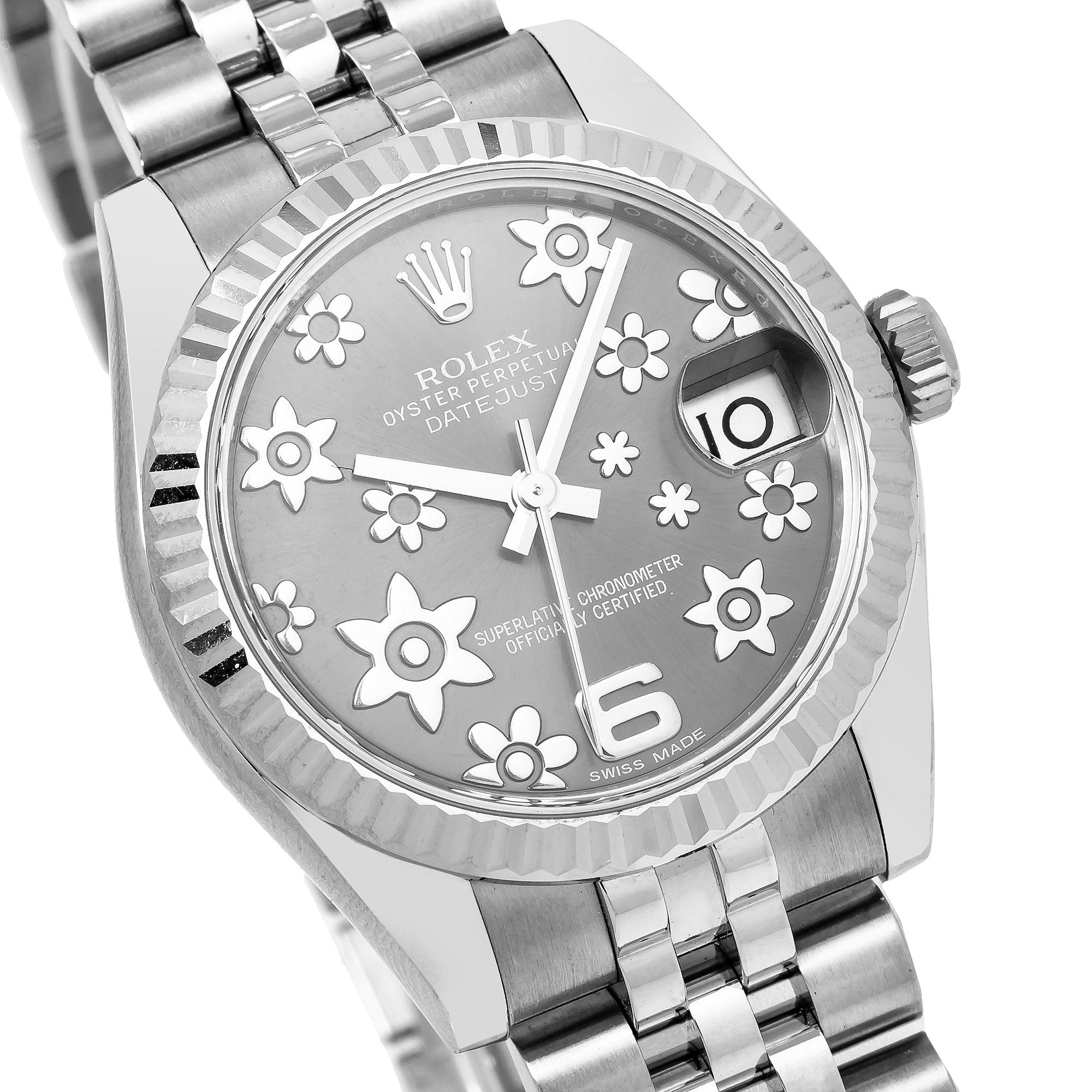 Rolex Lady-Datejust 178274 31MM Black Floral Dial With Stainless Steel Jubilee Bracelet