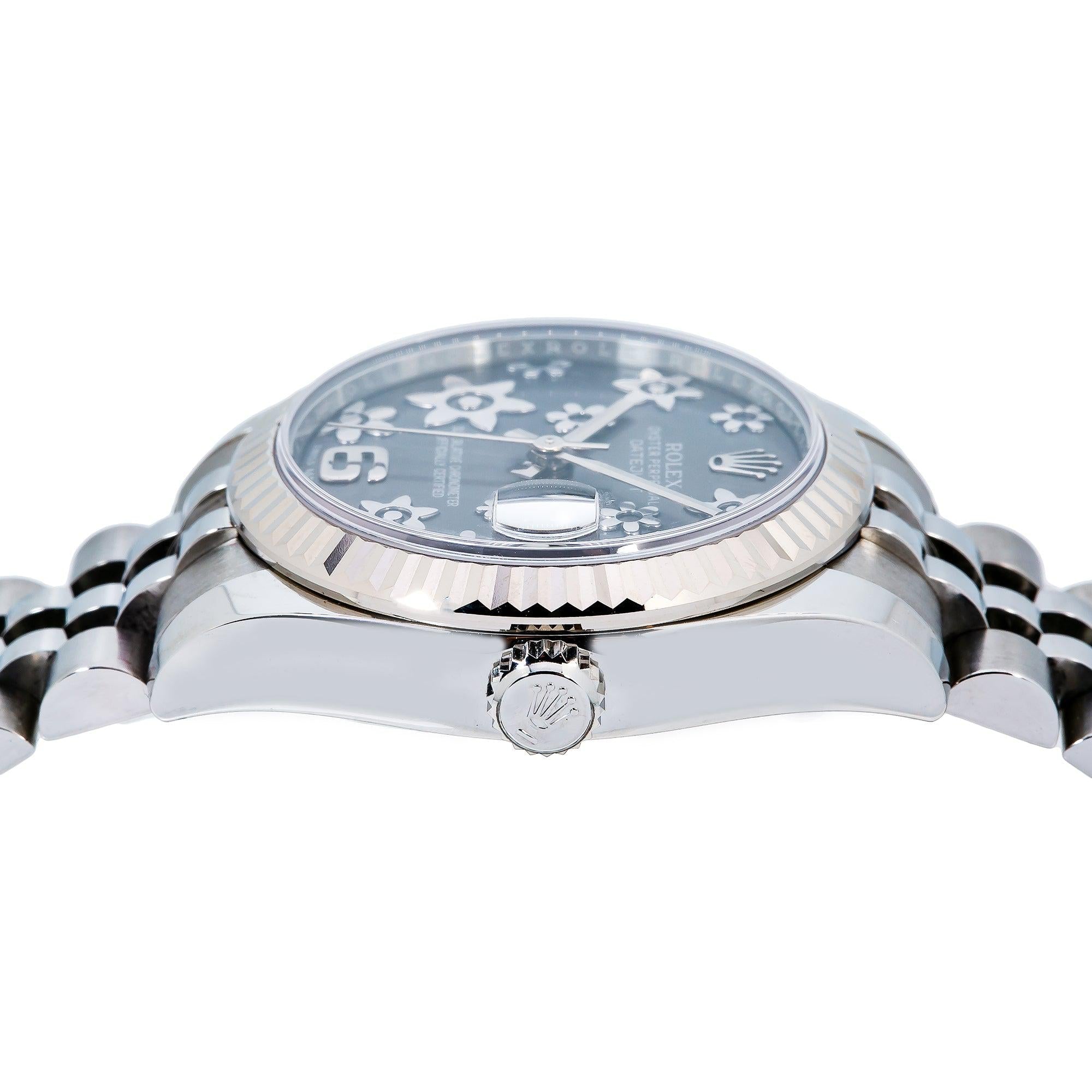 Rolex Lady-Datejust 178274 31MM Black Floral Dial With Stainless Steel Jubilee Bracelet