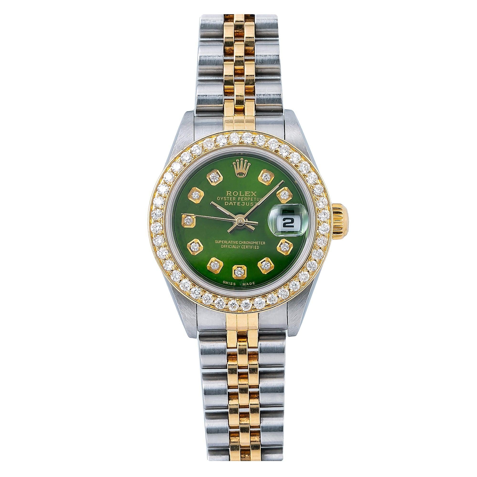 Rolex Lady-Datejust 6917 26MM Green Diamond Dial With Two Tone Jubilee Bracelet
