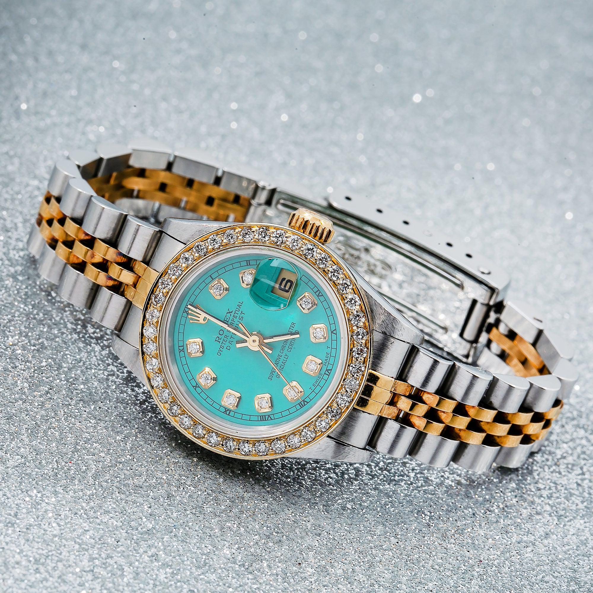 Rolex Lady-Datejust 69173 26MM Turquoise Diamond Dial With Two Tone Jubilee Bracelet