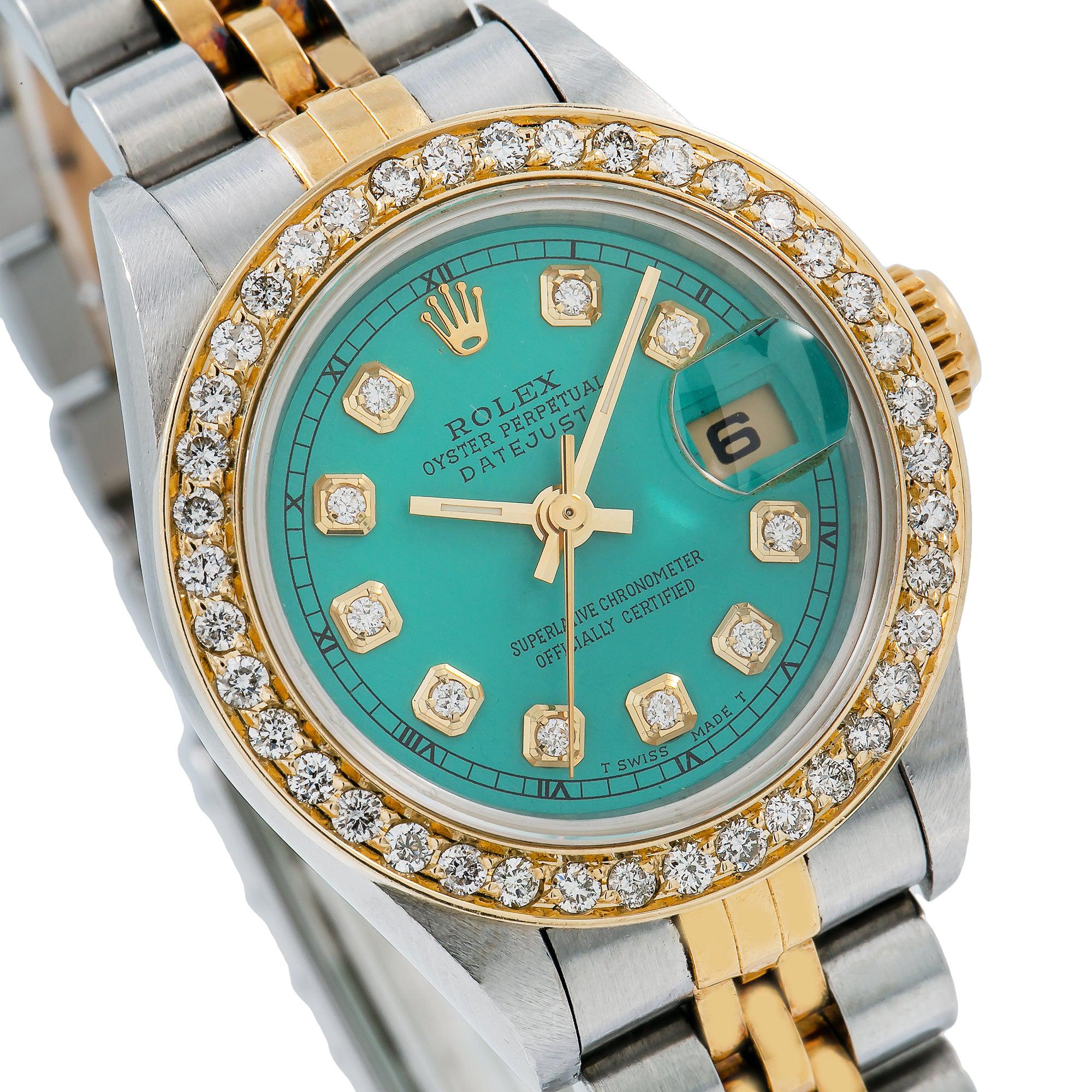 Rolex Lady-Datejust 69173 26MM Turquoise Diamond Dial With Two Tone Jubilee Bracelet