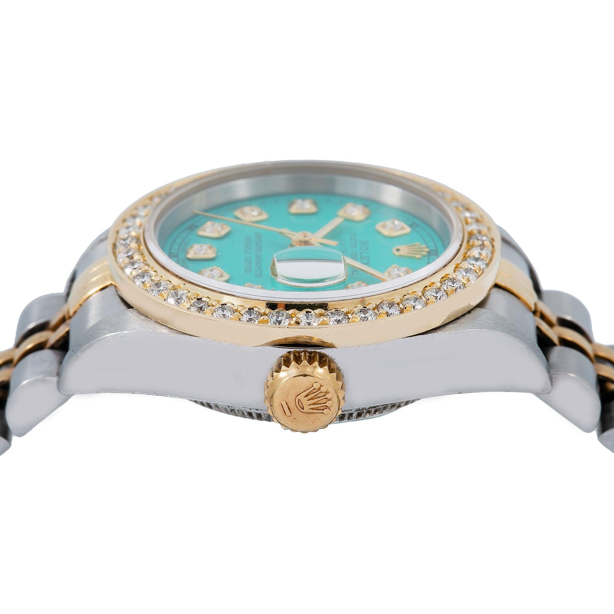 Rolex Lady-Datejust 69173 26MM Turquoise Diamond Dial With Two Tone Jubilee Bracelet