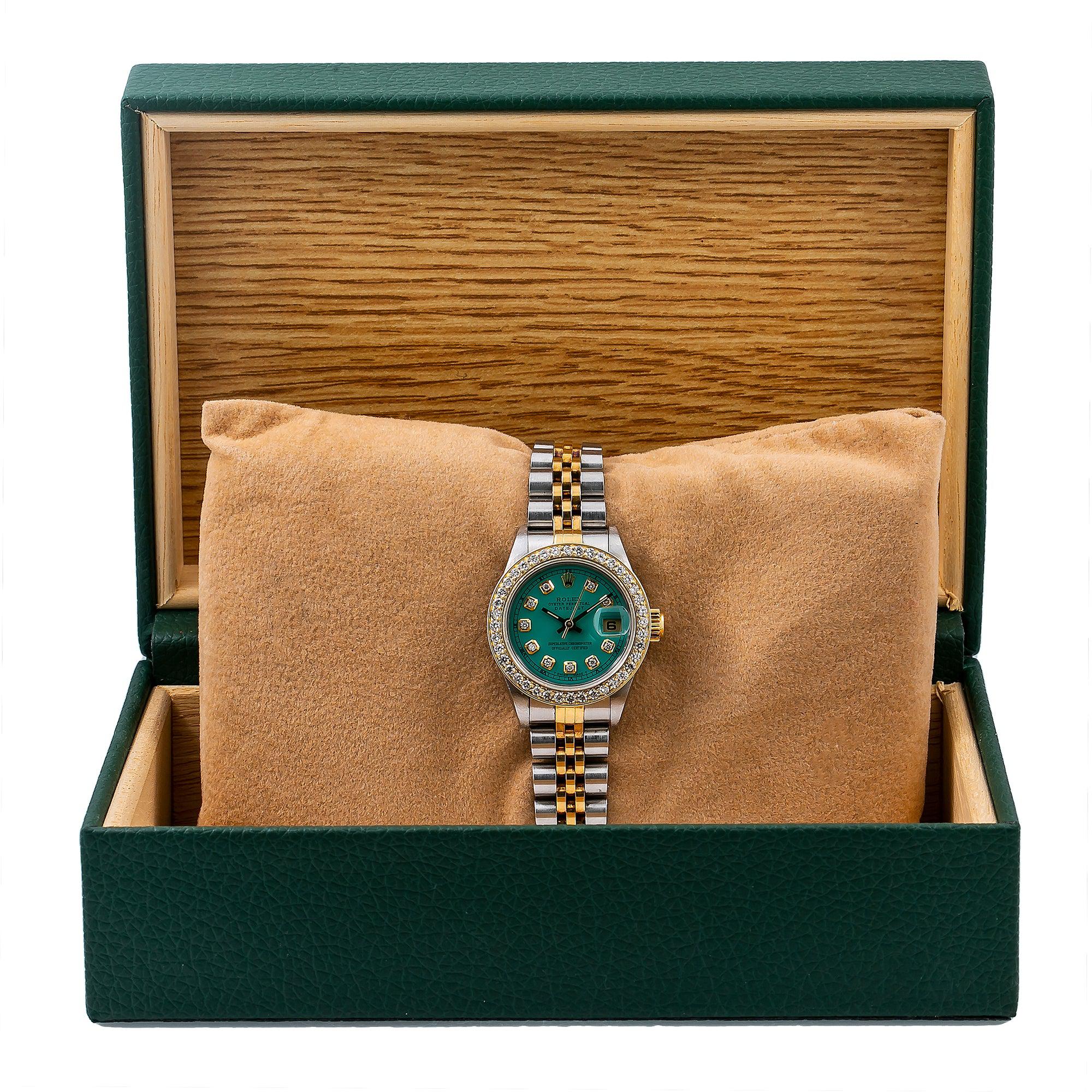 Rolex Lady-Datejust 69173 26MM Turquoise Diamond Dial With Two Tone Jubilee Bracelet