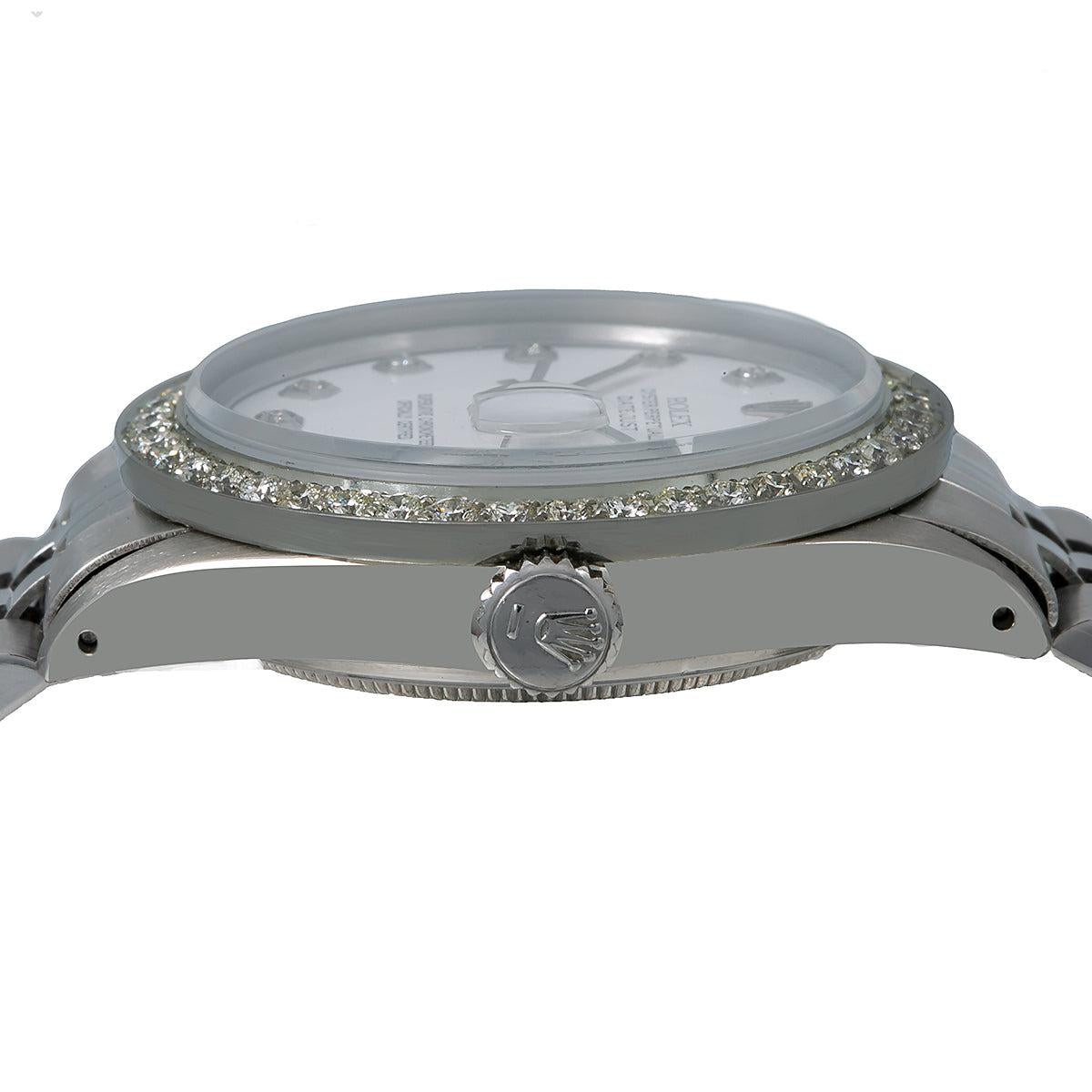 Rolex Datejust Diamond Watch, 1601 36mm, White Diamond Dial With 1.40 CT Diamonds