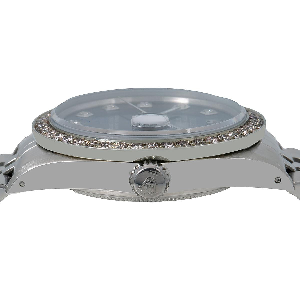 Rolex Datejust Diamond Watch, 16014 36mm, Blue Diamond Dial With 1.20 CT Diamonds