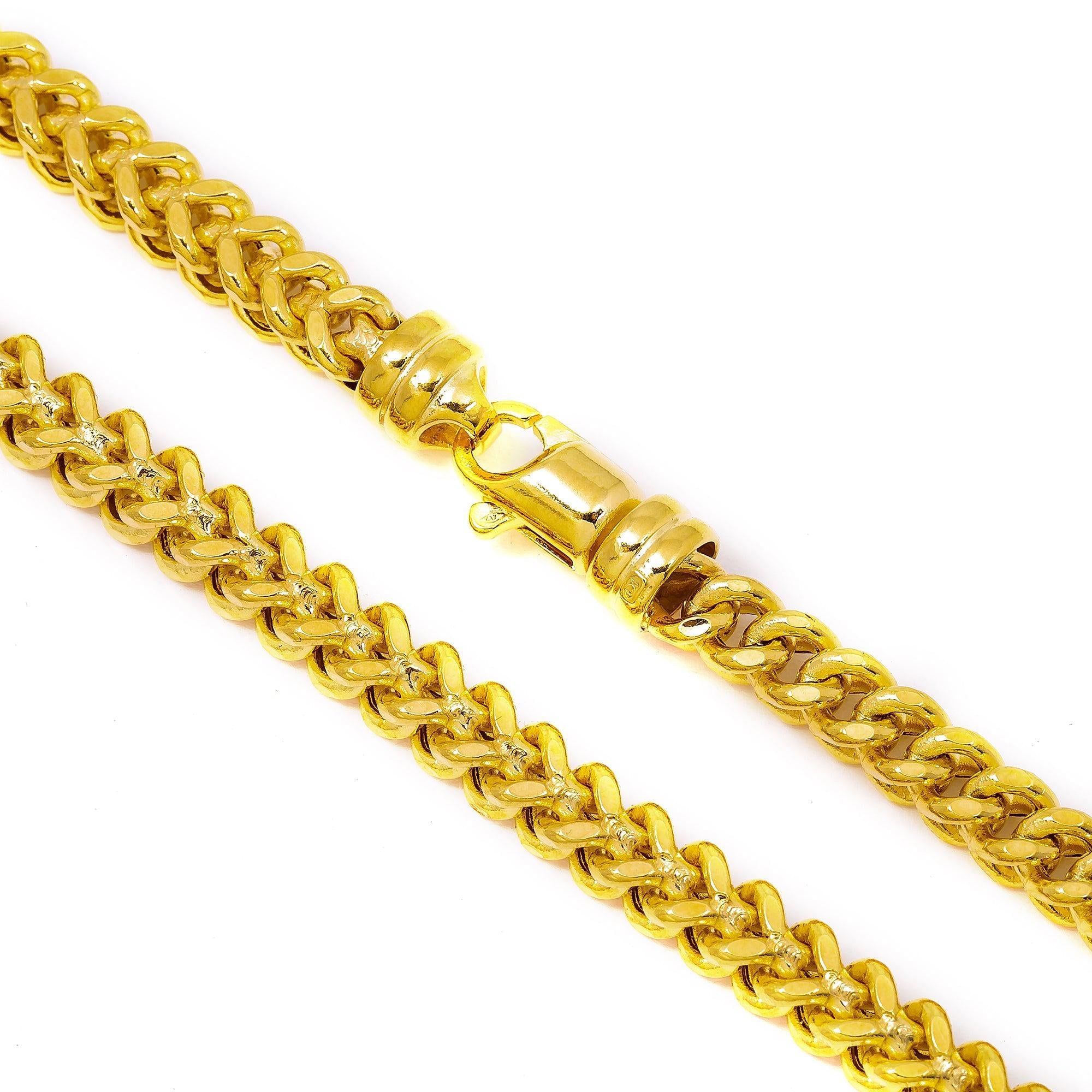10K Yellow Gold 5.13mm Hollow Franco Chain Available In Sizes 18"-26"