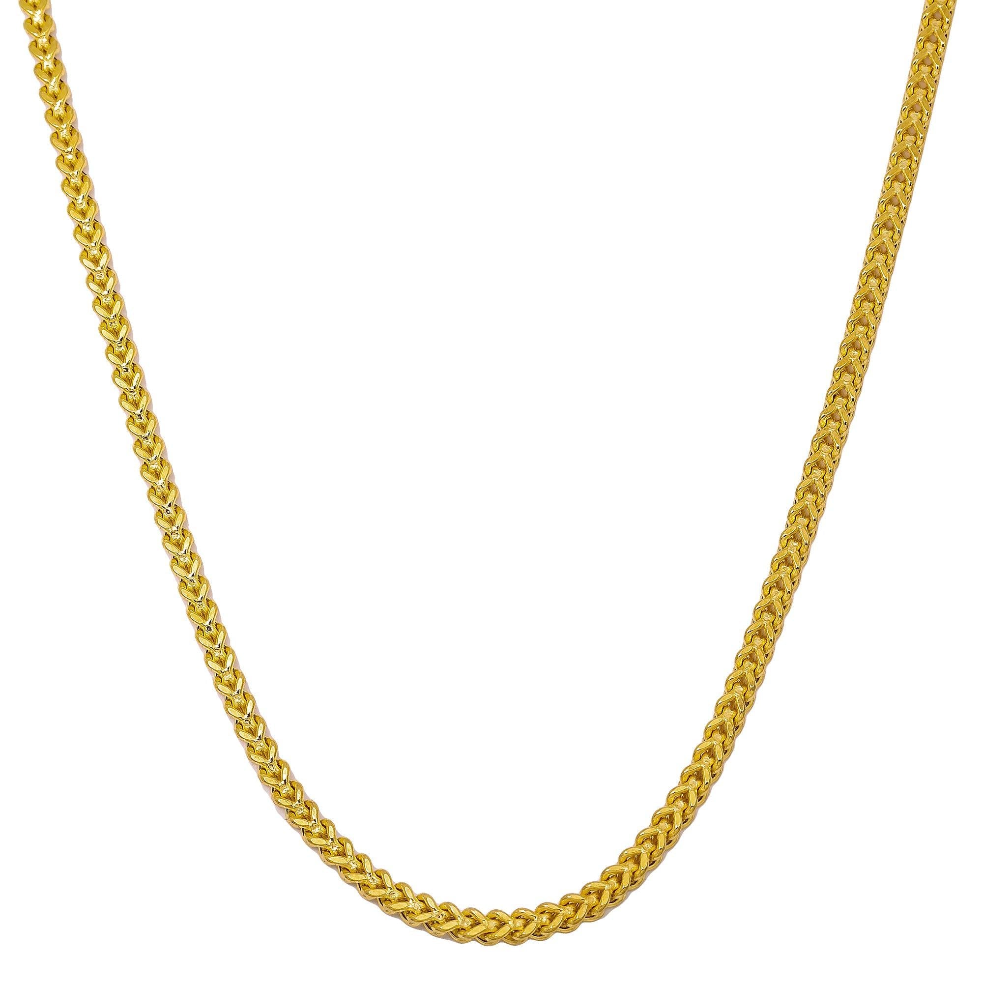 10K Yellow Gold 2.75mm Hollow Franco Chain Available In Sizes 18"-26"