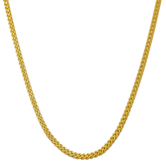 10K Yellow Gold 2.75mm Hollow Franco Chain Available In Sizes 18"-26"