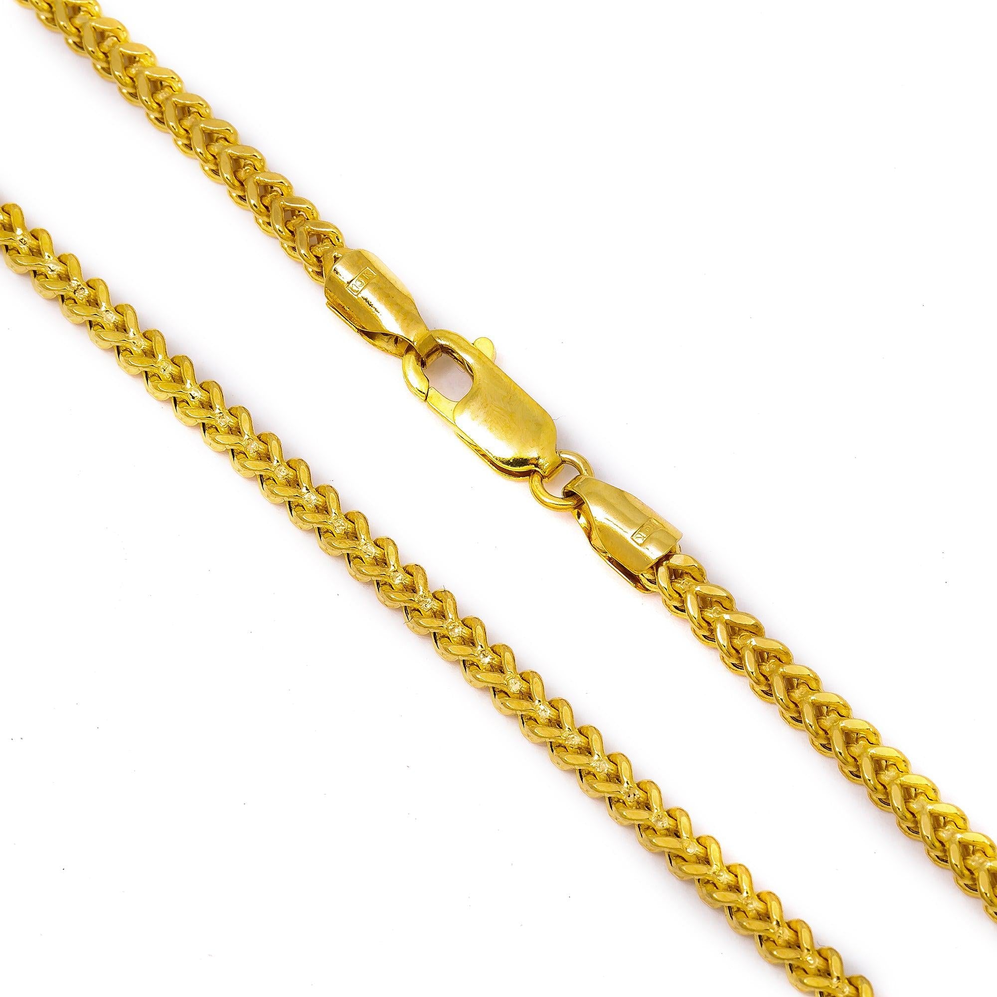 10K Yellow Gold 2.75mm Hollow Franco Chain Available In Sizes 18"-26"