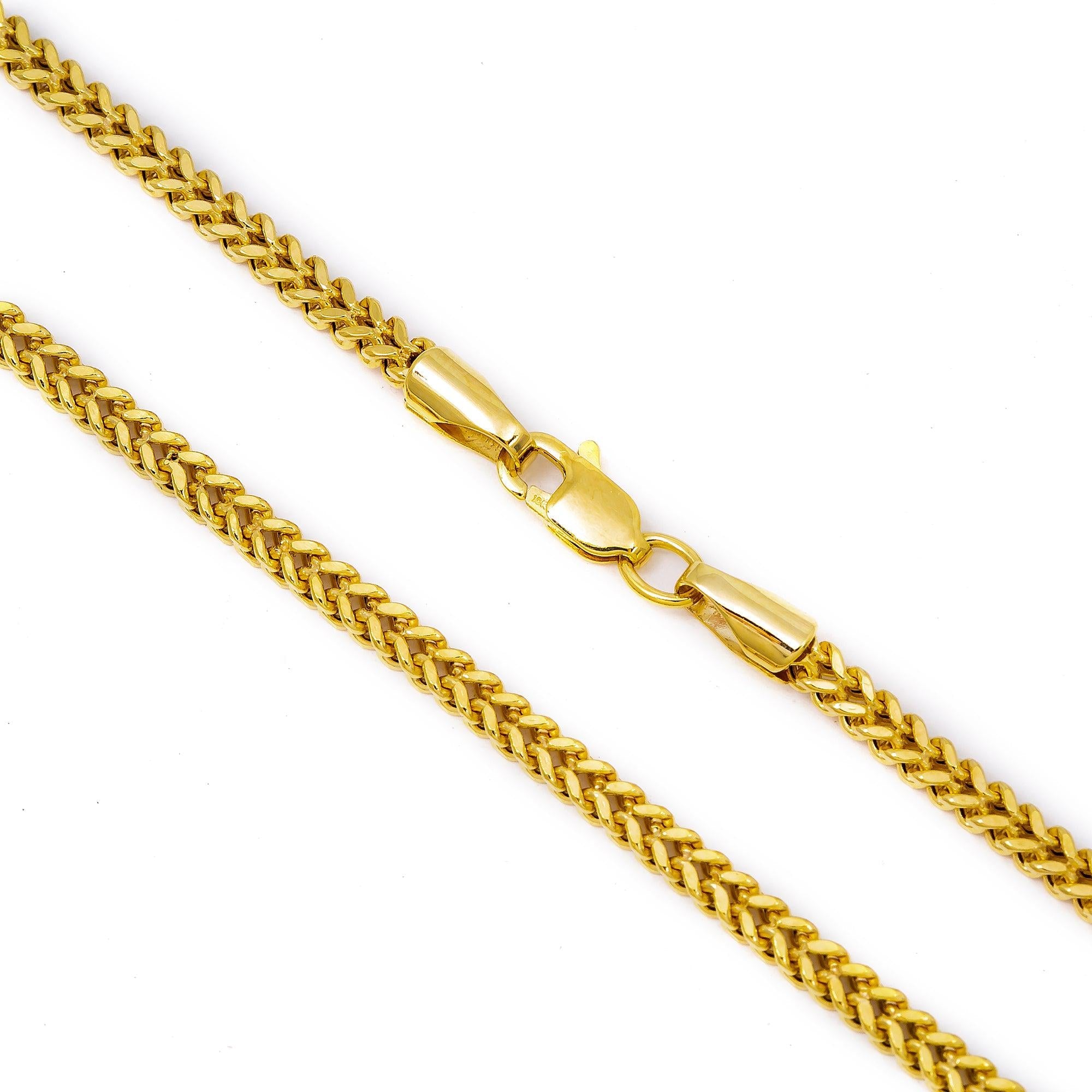 10K Yellow Gold 2.35mm Hollow Franco Chain Length Available 18"-26"