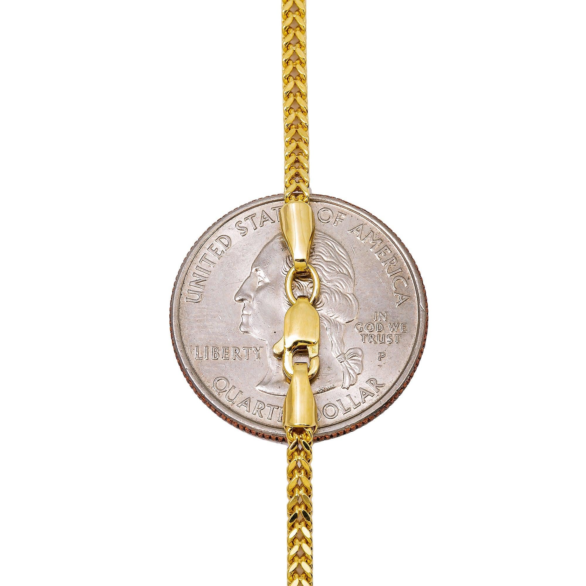 10K Yellow Gold 2.35mm Hollow Franco Chain Length Available 18"-26"