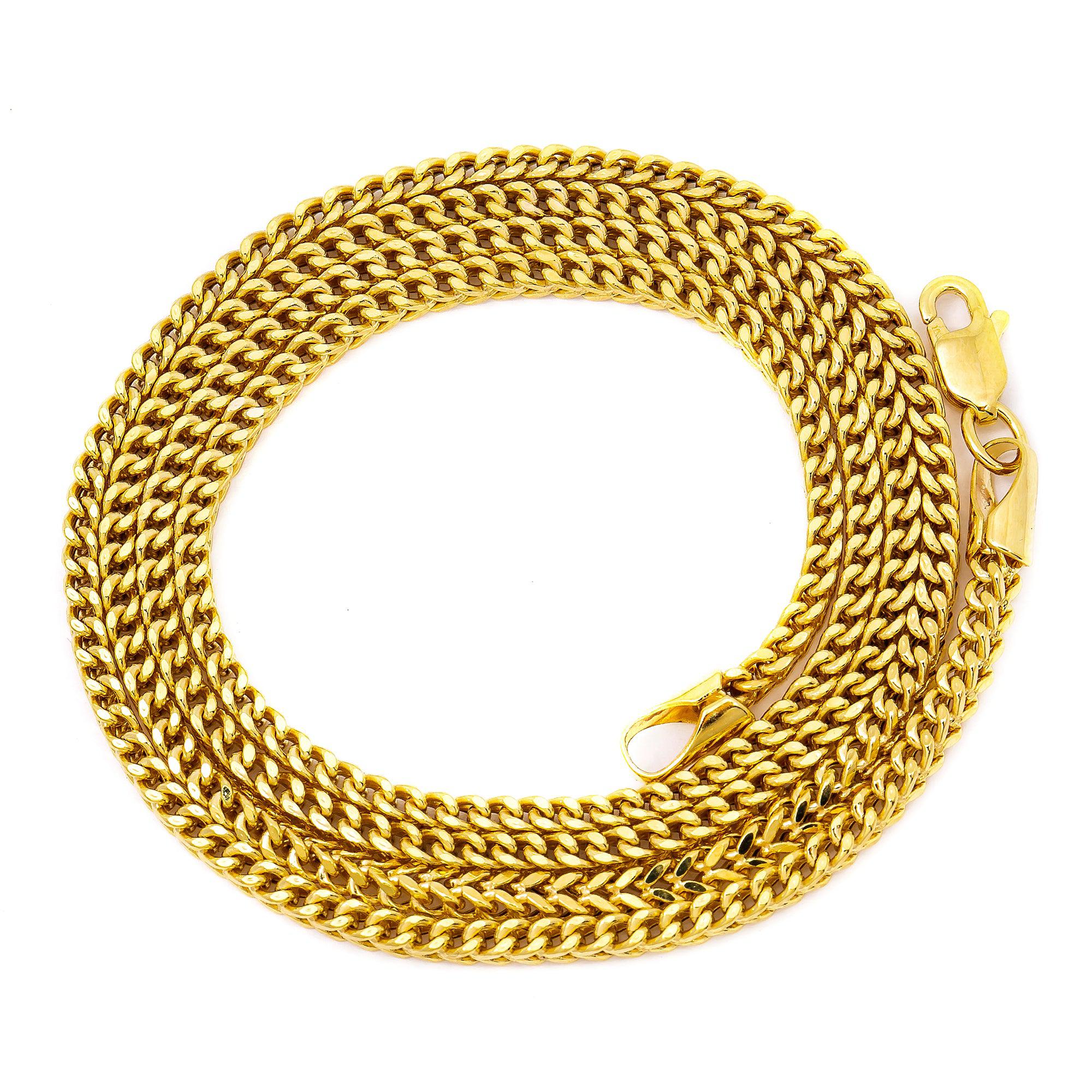 10K Yellow Gold 2.35mm Hollow Franco Chain Length Available 18"-26"