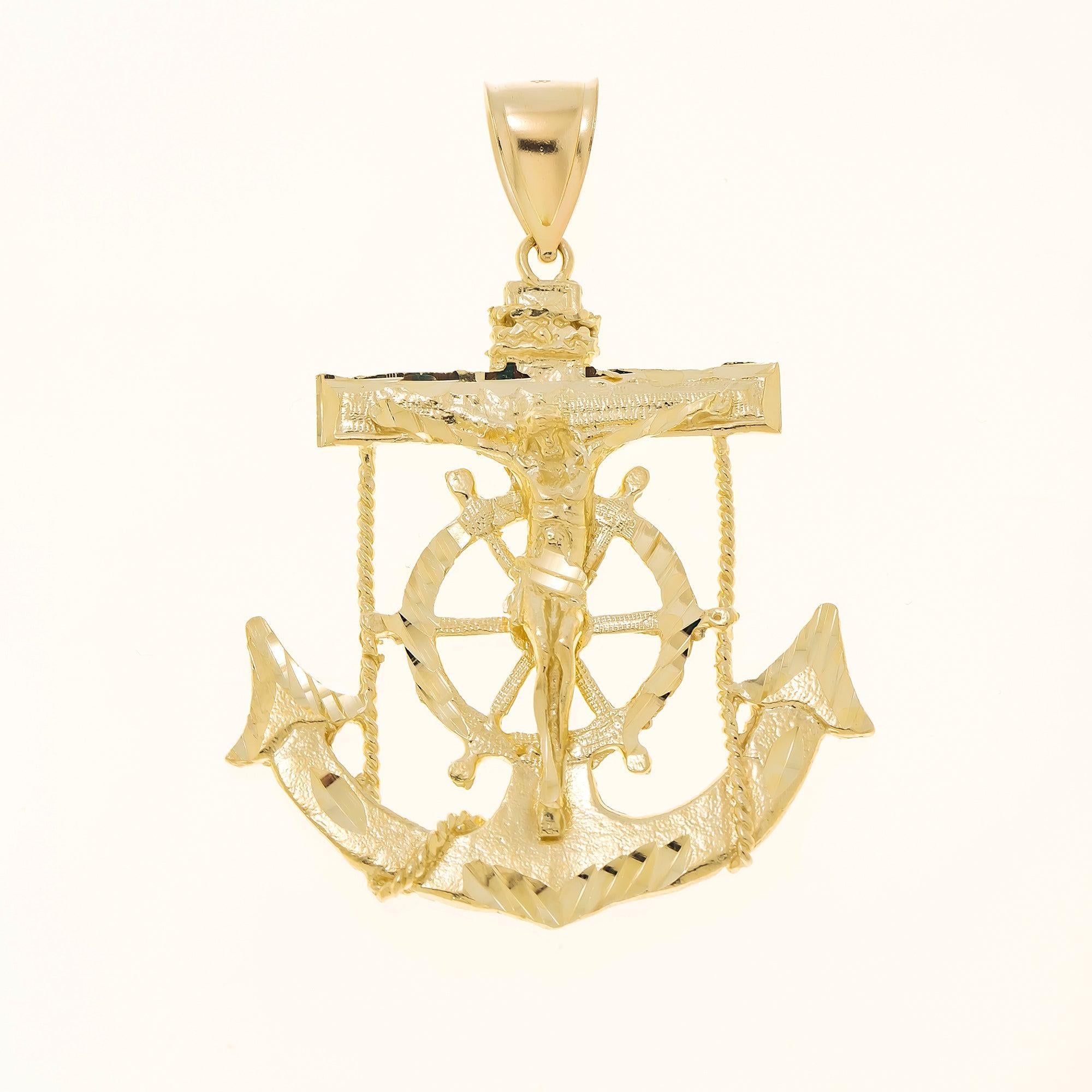 10K GOLD CRUCIFIX ANCHOR PENDANT 12.5G