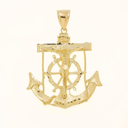 10K GOLD CRUCIFIX ANCHOR PENDANT 12.5G
