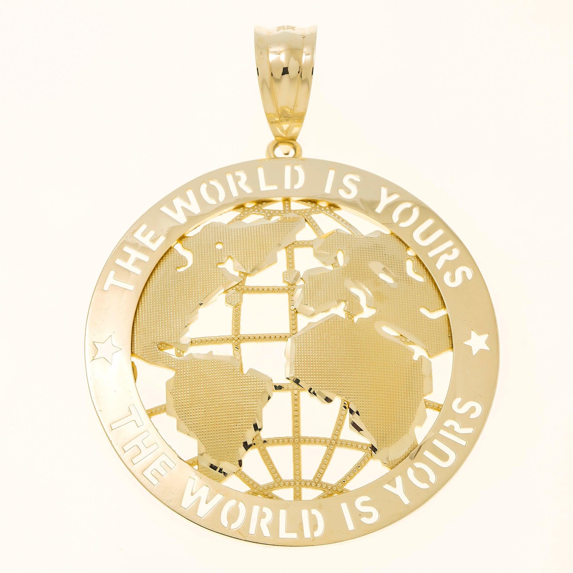 10K GOLD THE WORLD IS YOURS PENDANT 15.4G