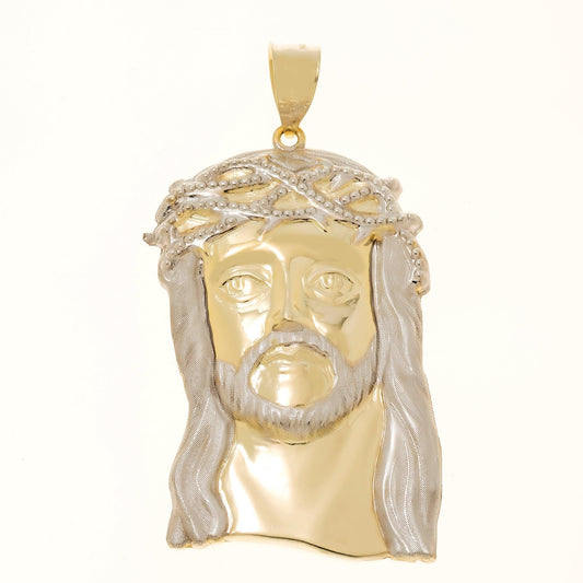 10K GOLD TWO TONE JESUS HEAD PENDANT 12.3G