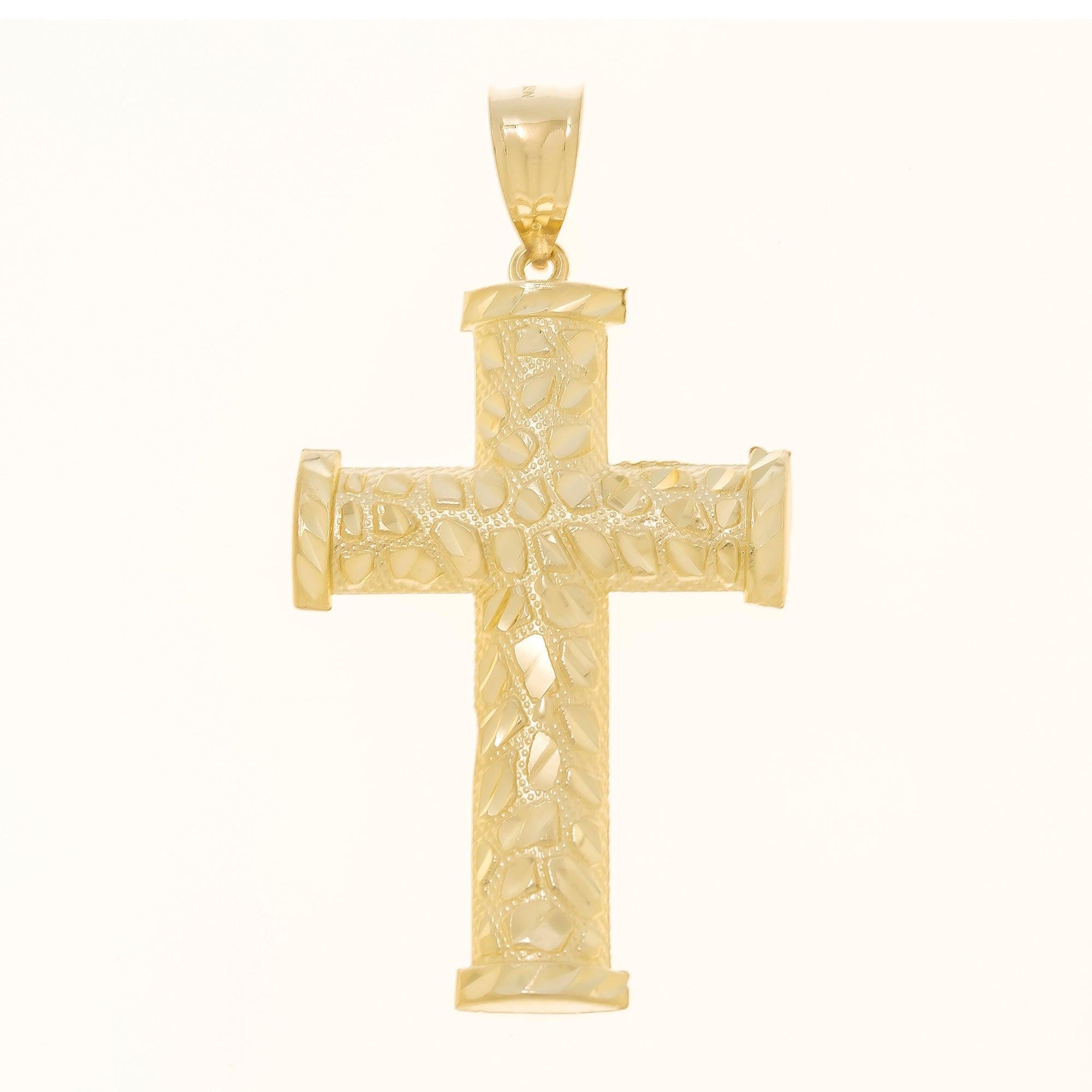 10K GOLD CROSS NUGGET PENDANT 5.4G