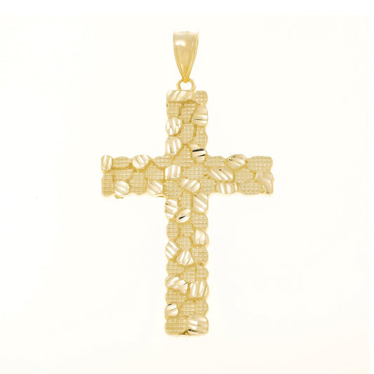 10K GOLD CROSS NUGGET PENDANT 10.6G
