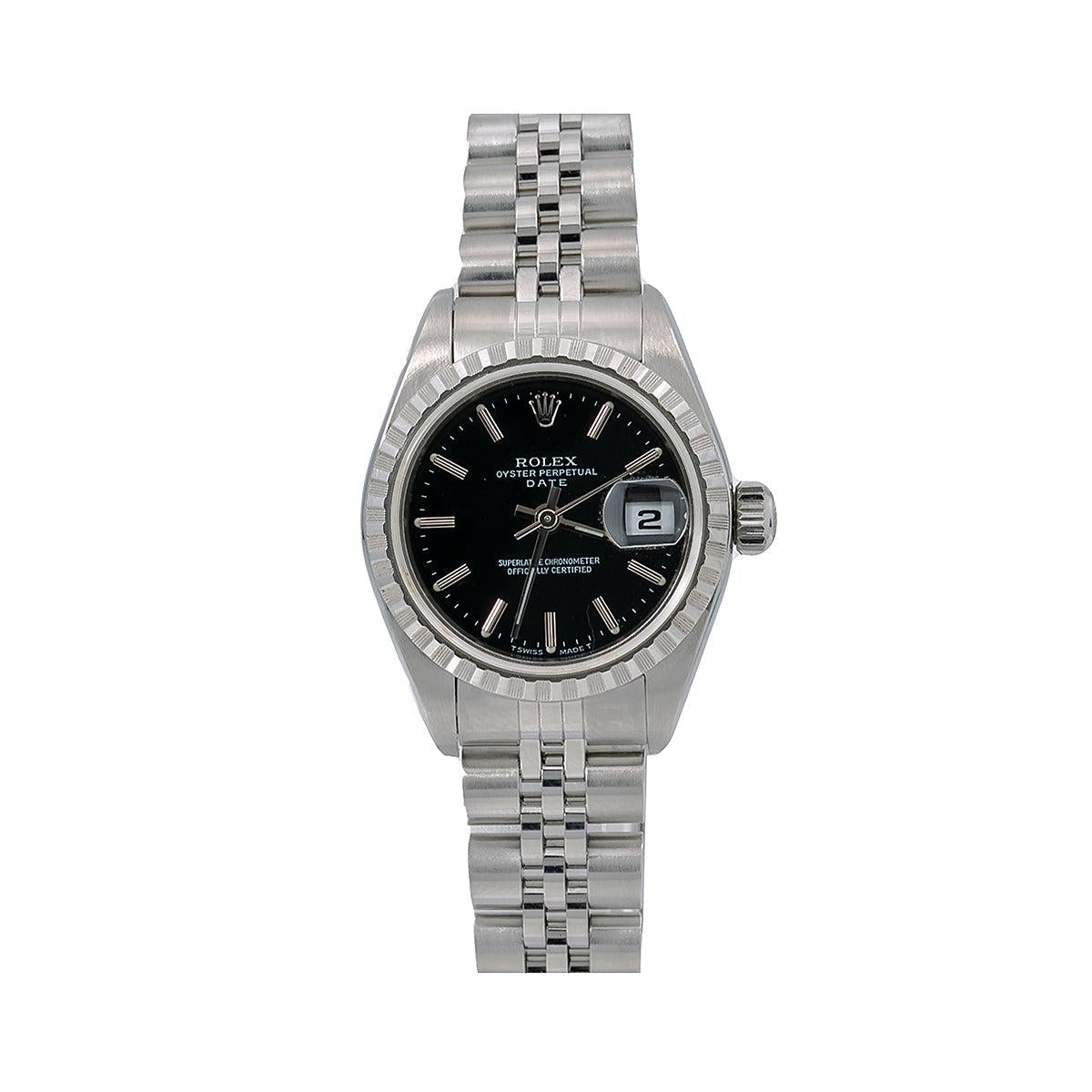 Rolex Oyster Perpetual Date 69240 26MM Black Dial With Stainless Steel Jubilee Bracelet