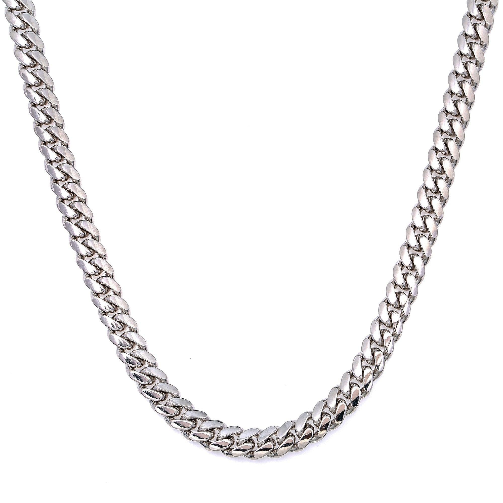 10k White Gold 8mm Solid Cuban Link Chain Available In Sizes 18"-26"