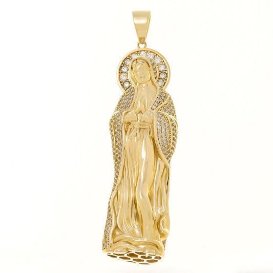 10K GOLD DIAMOND MOTHER MARY PENDANT 38.7G
