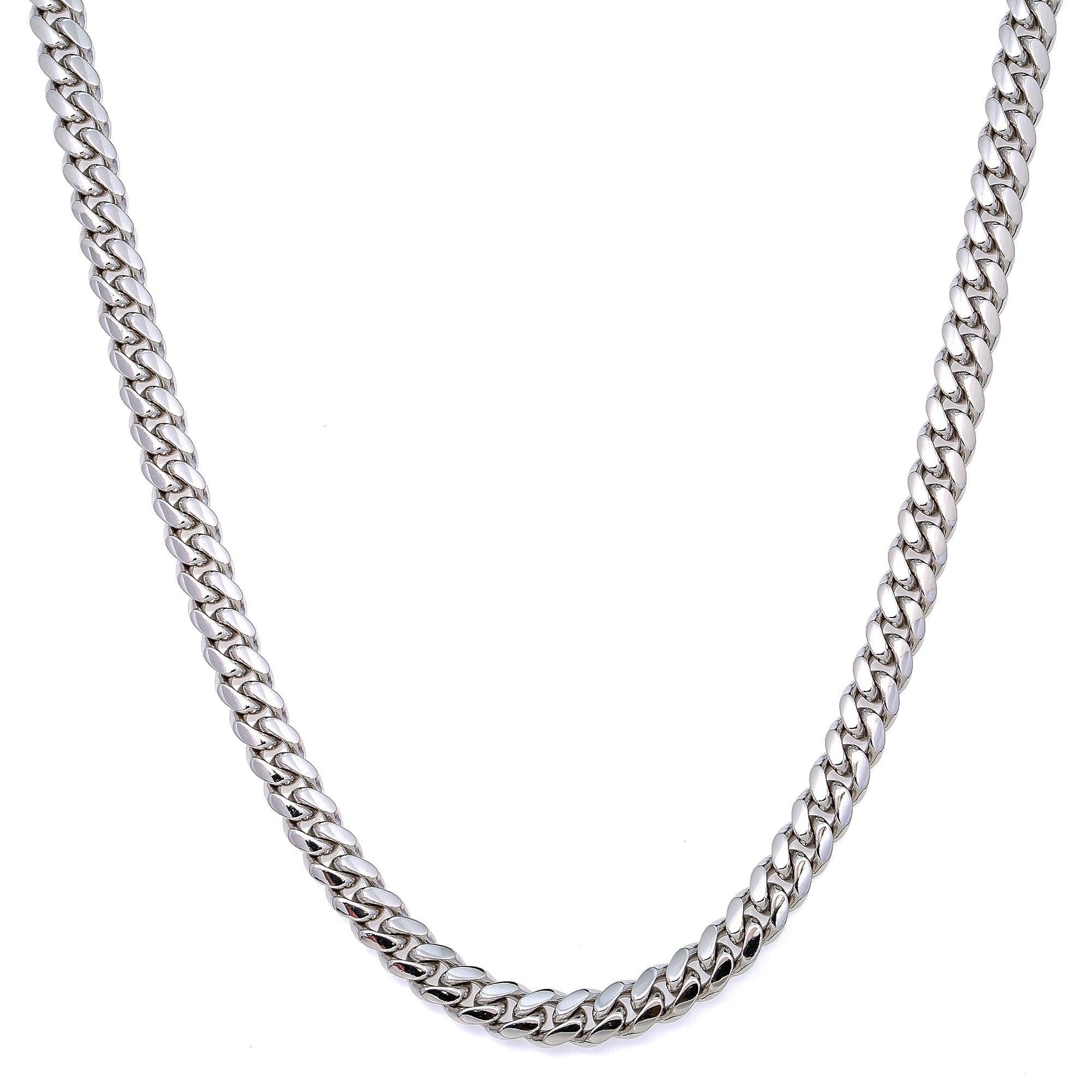 10k White Gold 6mm Solid Cuban Link Chain Available In Sizes 18"-26"