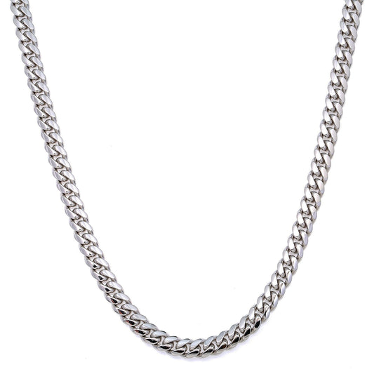 10k White Gold 6mm Solid Cuban Link Chain Available In Sizes 18"-26"