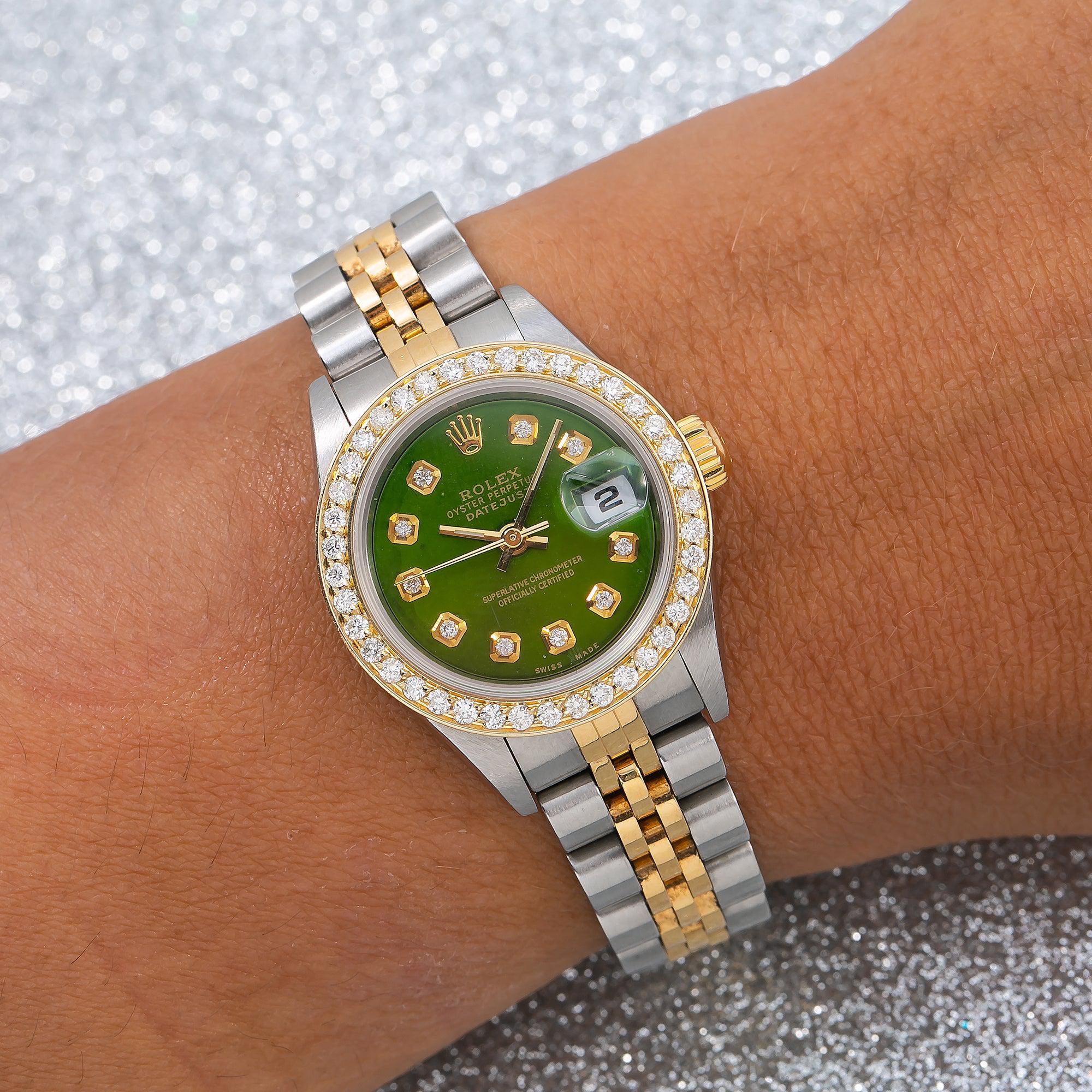 Rolex Lady-Datejust 6917 26MM Green Diamond Dial With Two Tone Jubilee Bracelet