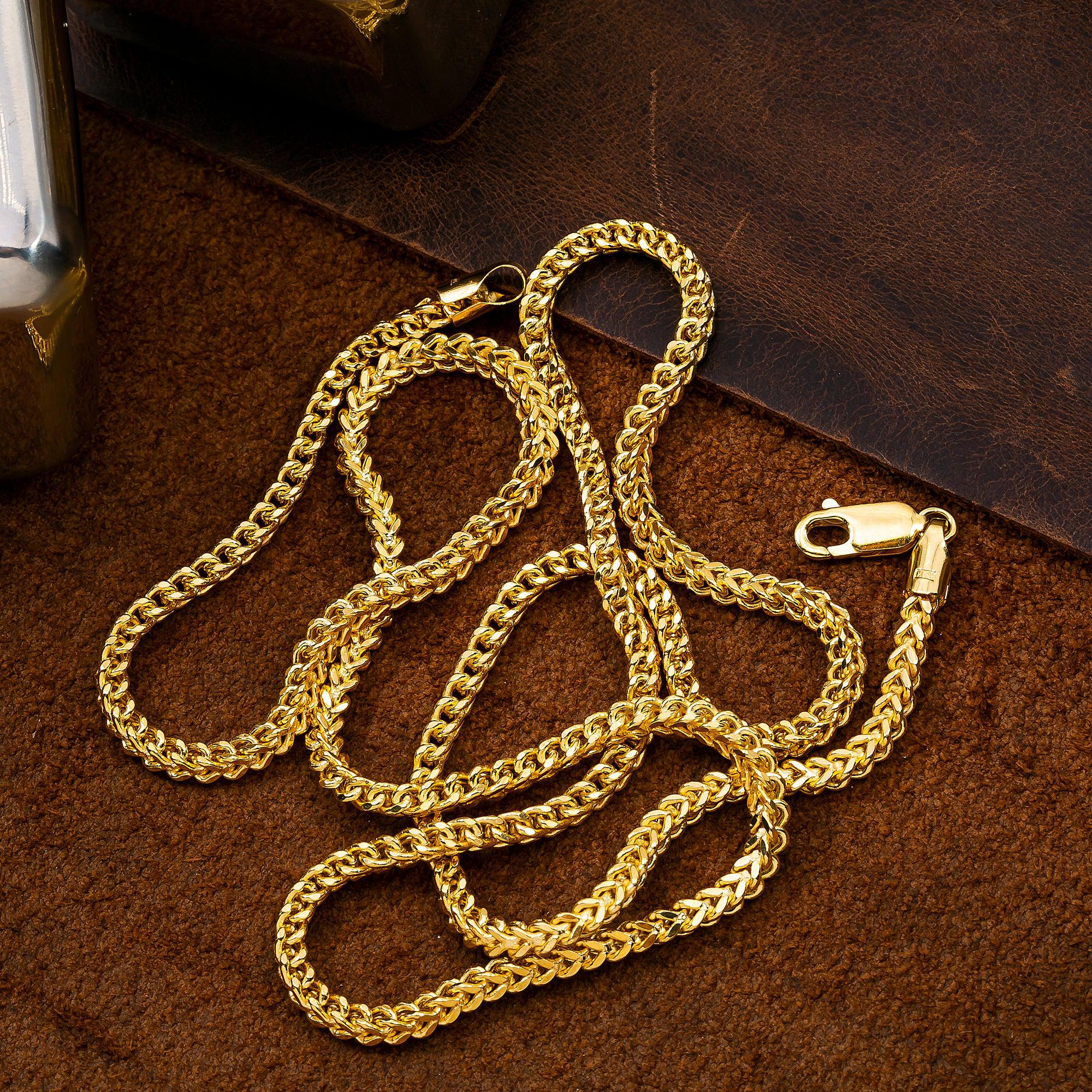 10K Yellow Gold 2.75mm Hollow Franco Chain Available In Sizes 18"-26"