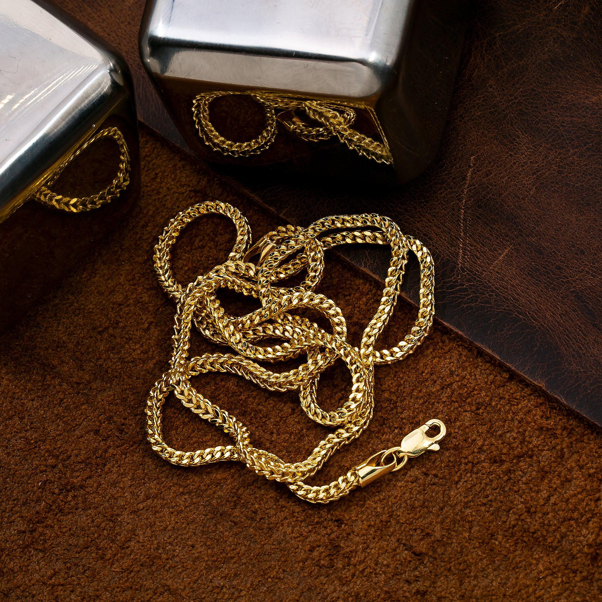 10K Yellow Gold 2.35mm Hollow Franco Chain Length Available 18"-26"