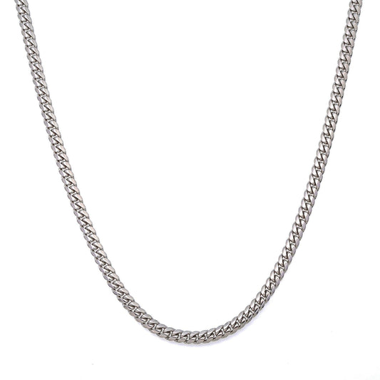 10k White Gold 3mm Solid Cuban Link Chain Available In Sizes 18"-30"