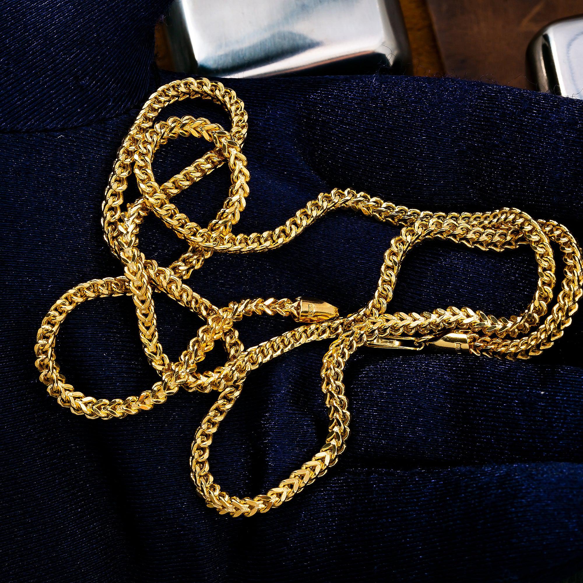 10K Yellow Gold 3.6mm Hollow Franco Chain Available In Sizes 18"-26"