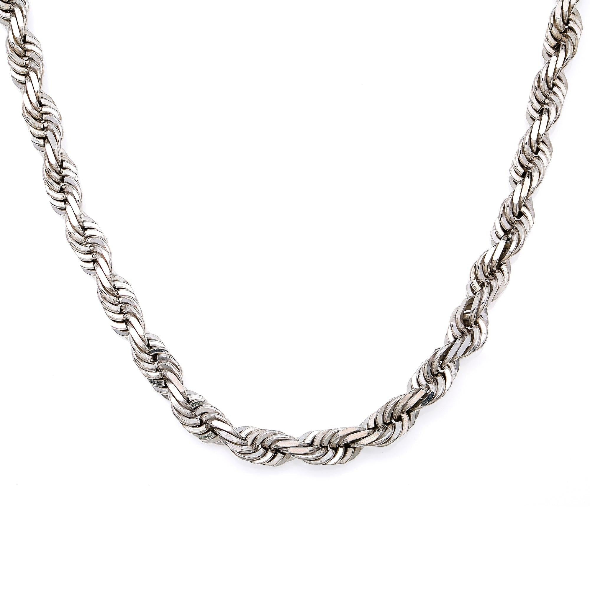 10K WHITE GOLD 8MM ROPE CHAIN