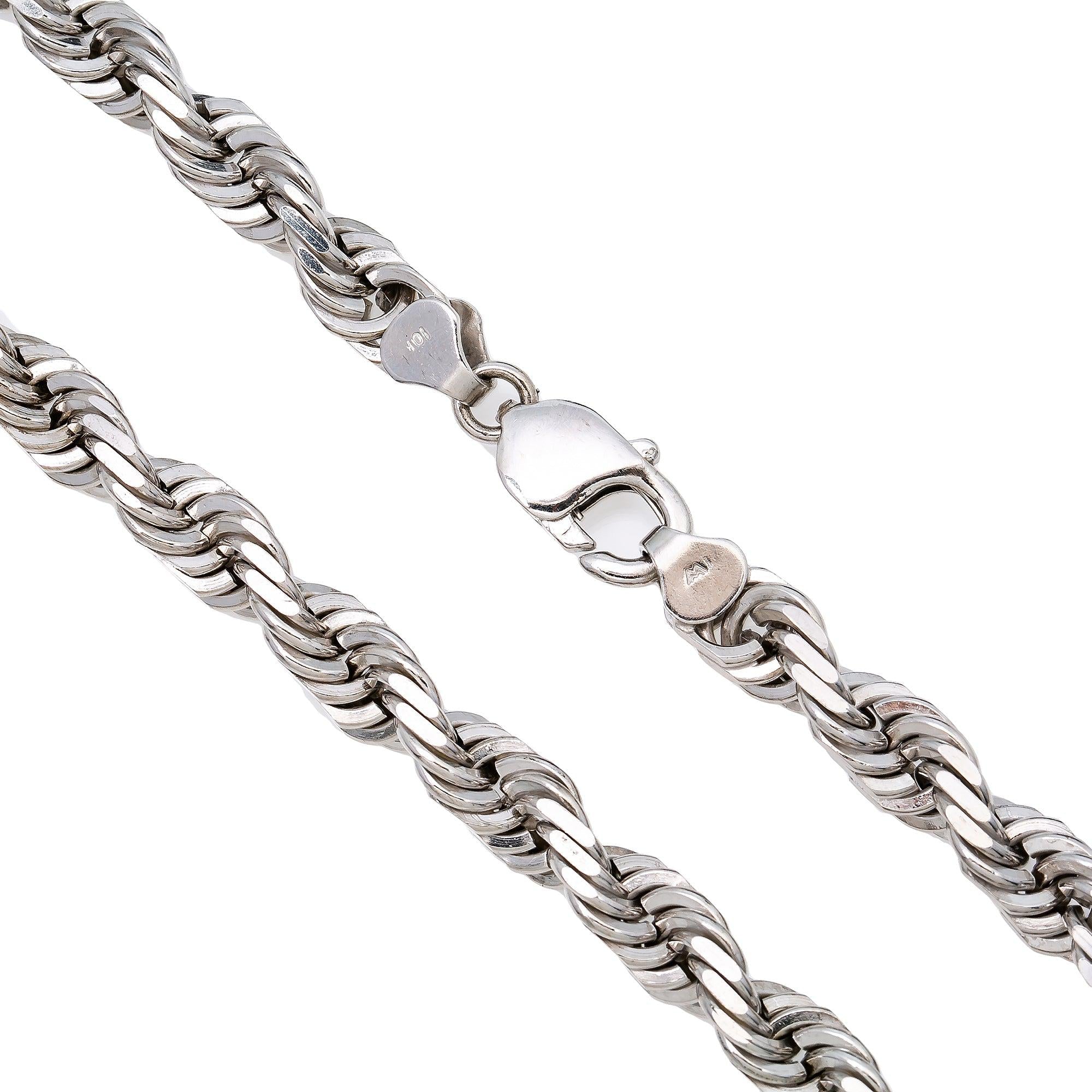 10K WHITE GOLD 8MM ROPE CHAIN