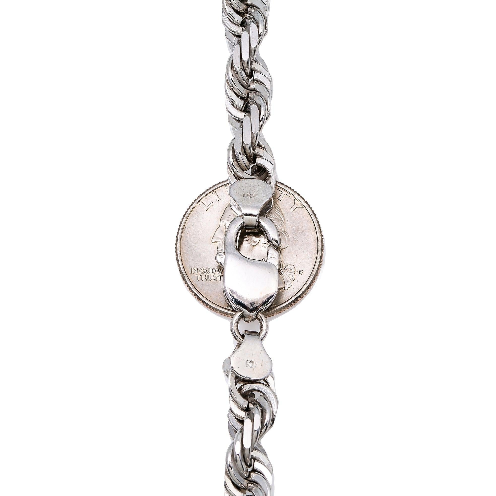 10K WHITE GOLD 8MM ROPE CHAIN