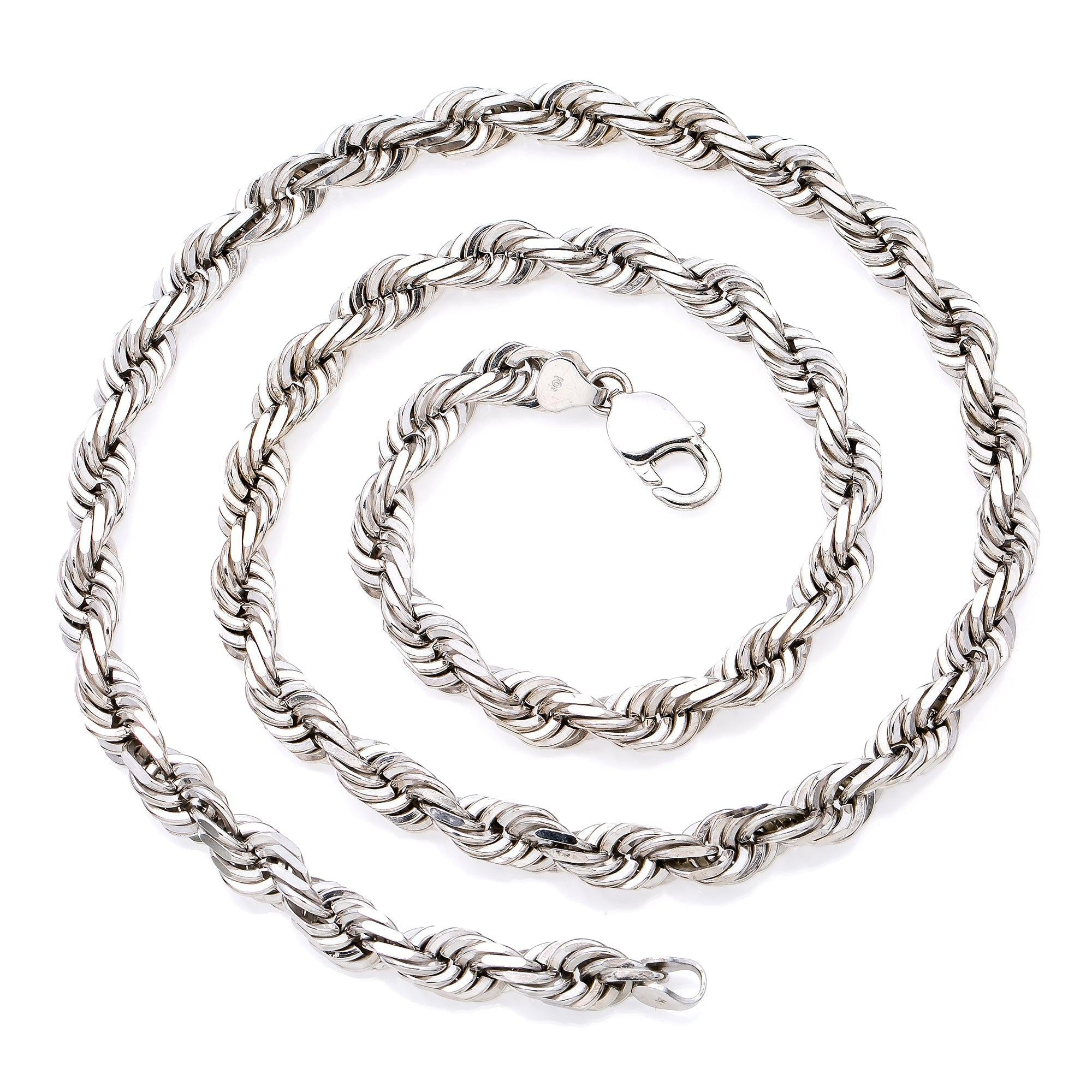 10K WHITE GOLD 8MM ROPE CHAIN